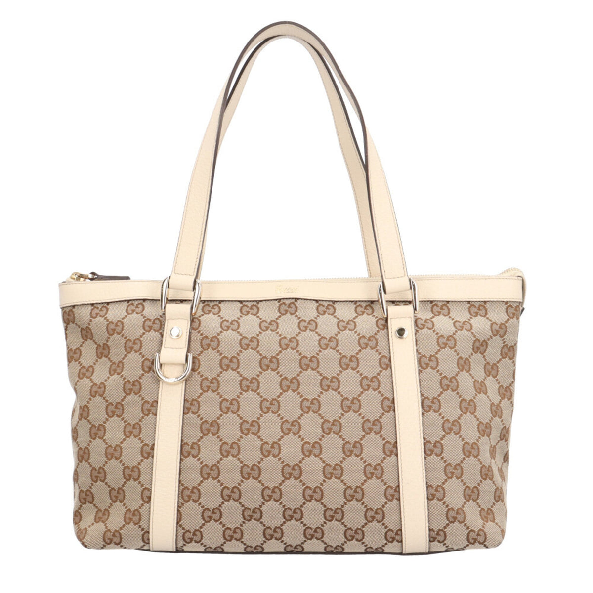 Gucci Abbey Beige Gg Canvas Handbag Tote Bag (Pre-Owned)