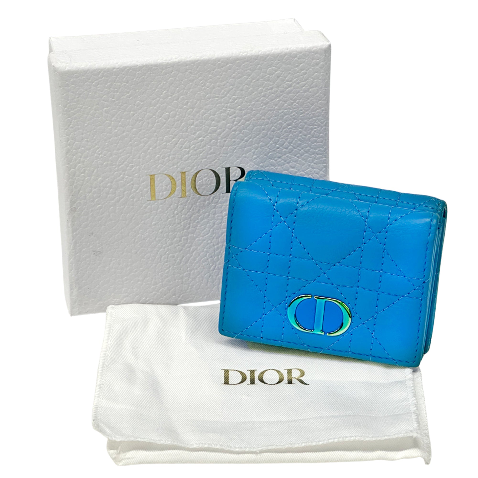 Christian Dior Blue Leather Wallet (Tri-Fold) (Pre-Owned)