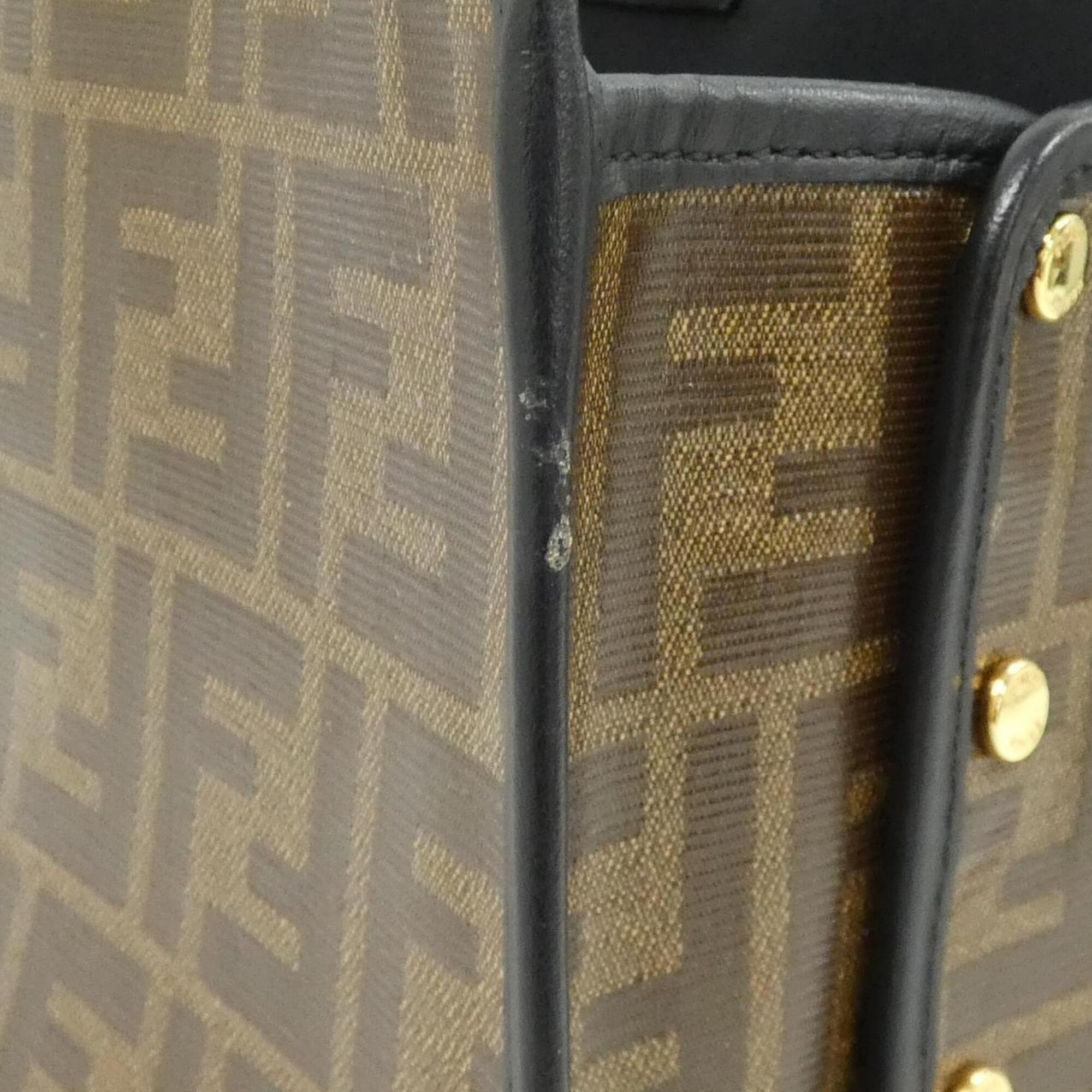 Fendi Brown Coated Canvas Handbag (Pre-Owned)