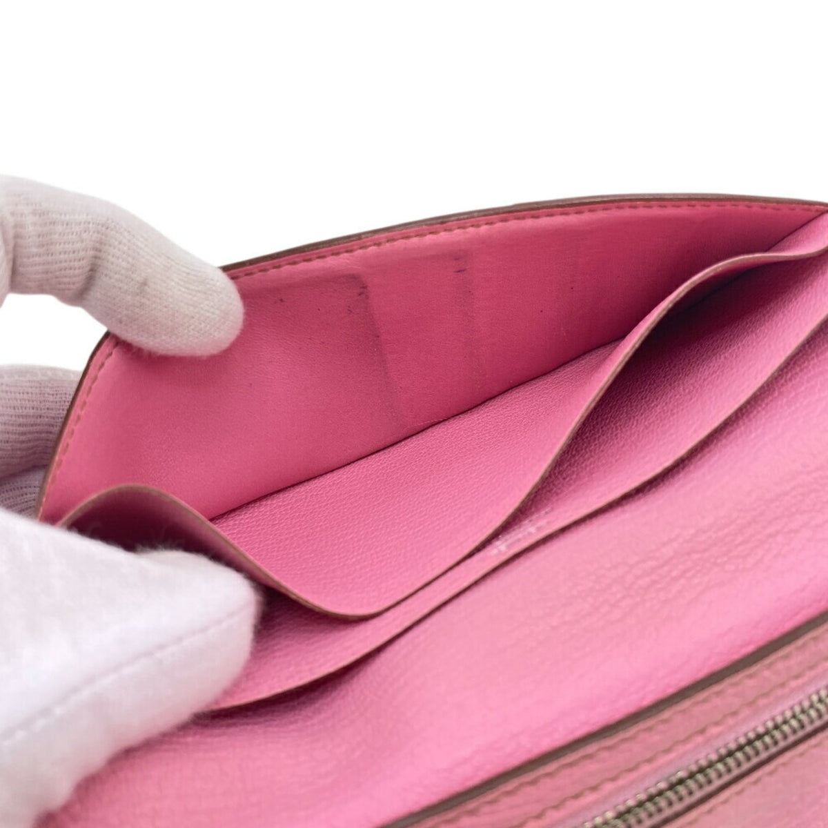 Hermes Pink Chevre Myzore Leather Long Wallet (Bi-Fold) (Pre-Owned)
