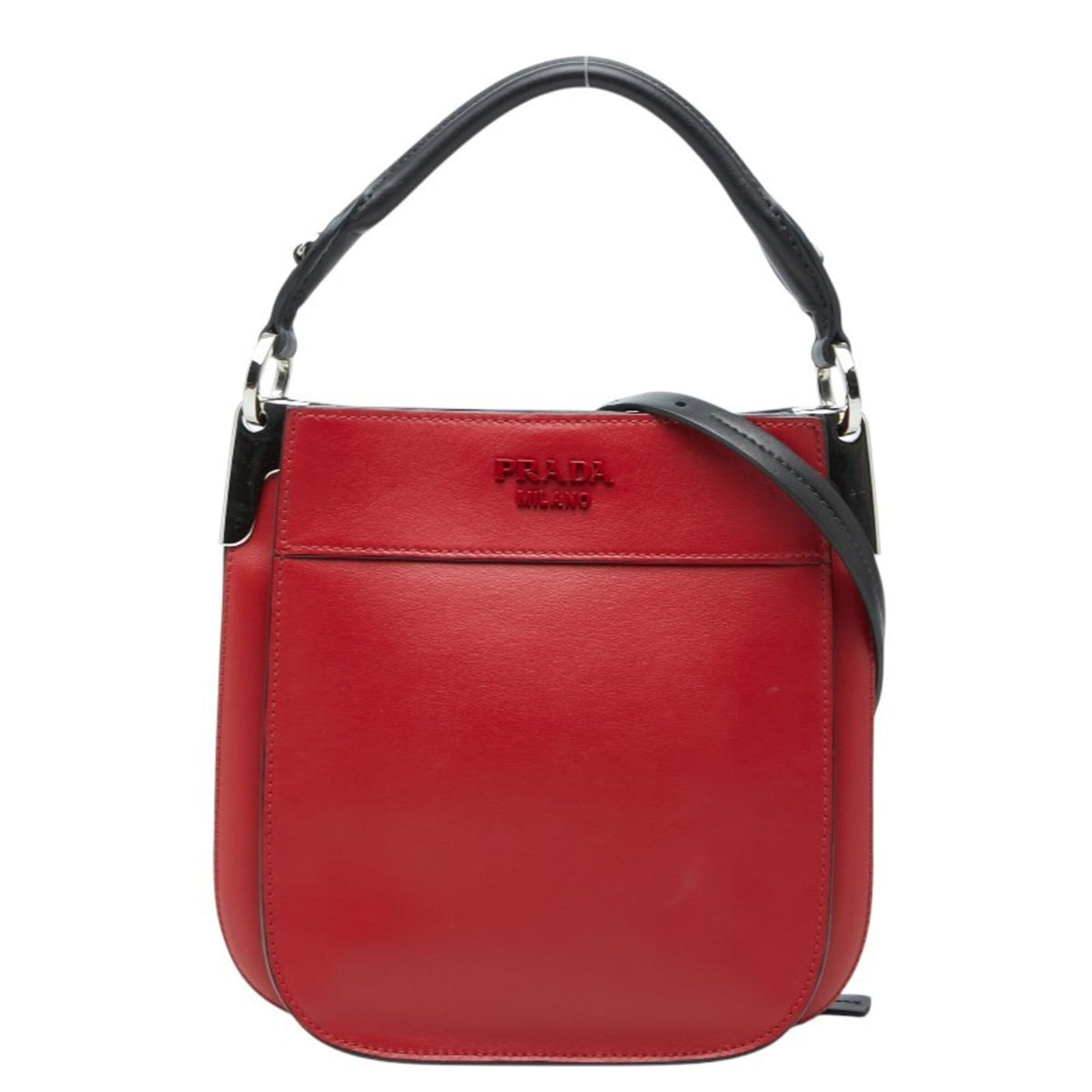Prada Red Color Leather Handbag Shoulder Bag (Pre-Owned)