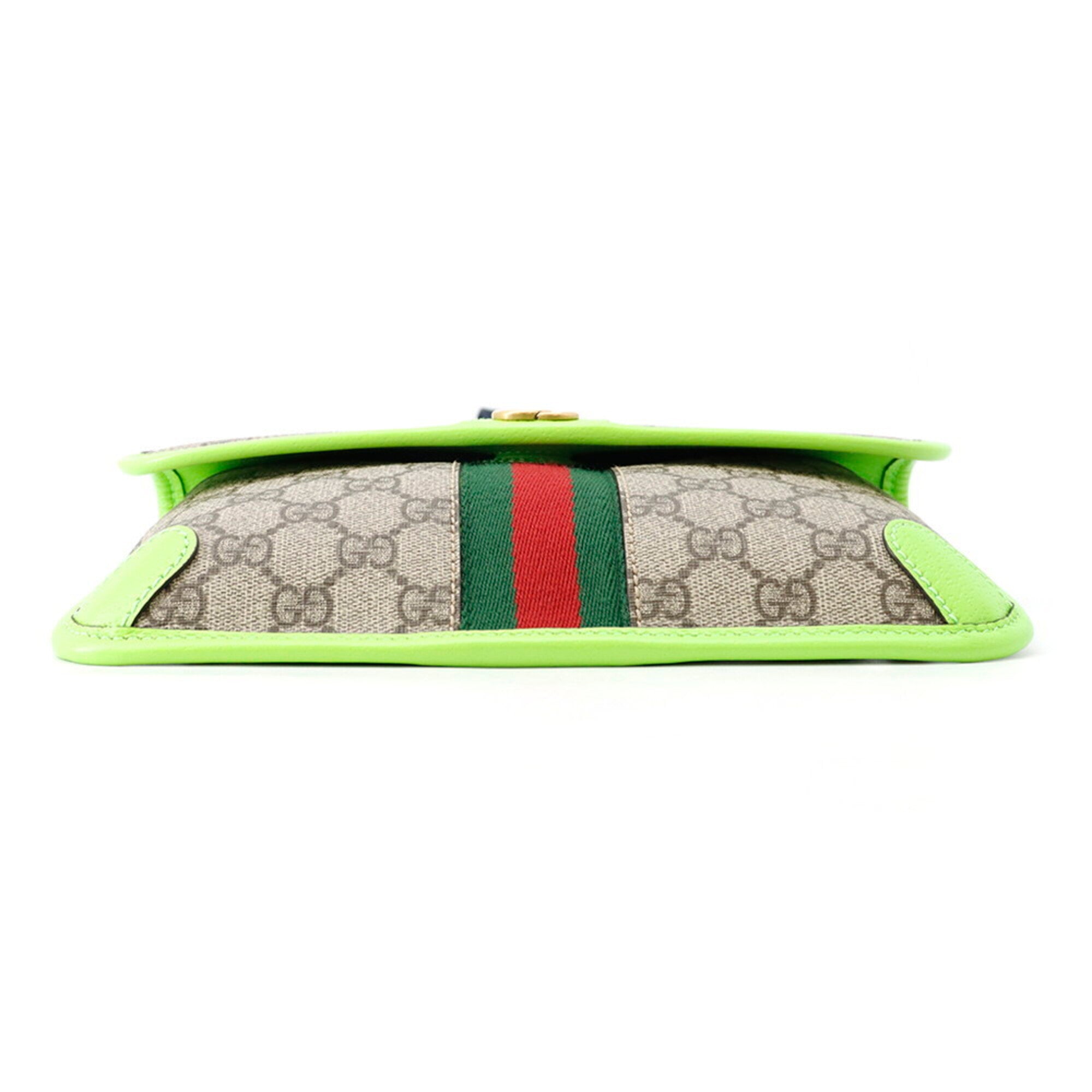 Gucci Green Red Color Pvc Leather Fanny Pack Sling Bag (Pre-Owned)