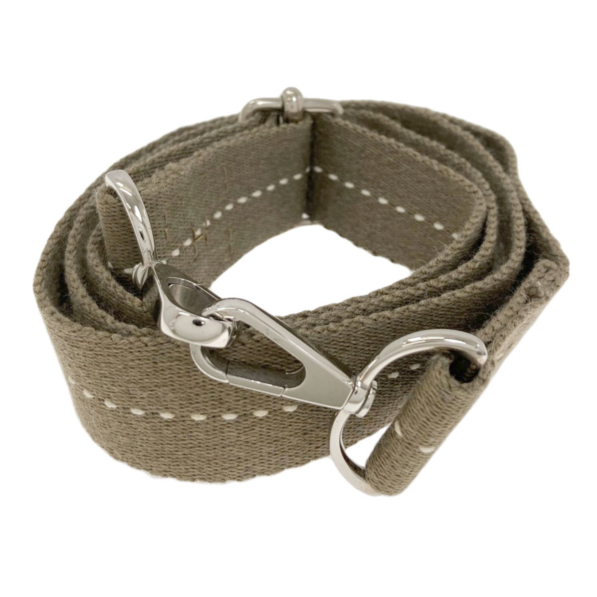 Hermes Caravan Horizontal Khaki Canvas Veau Derma Handbag (Pre-Owned)