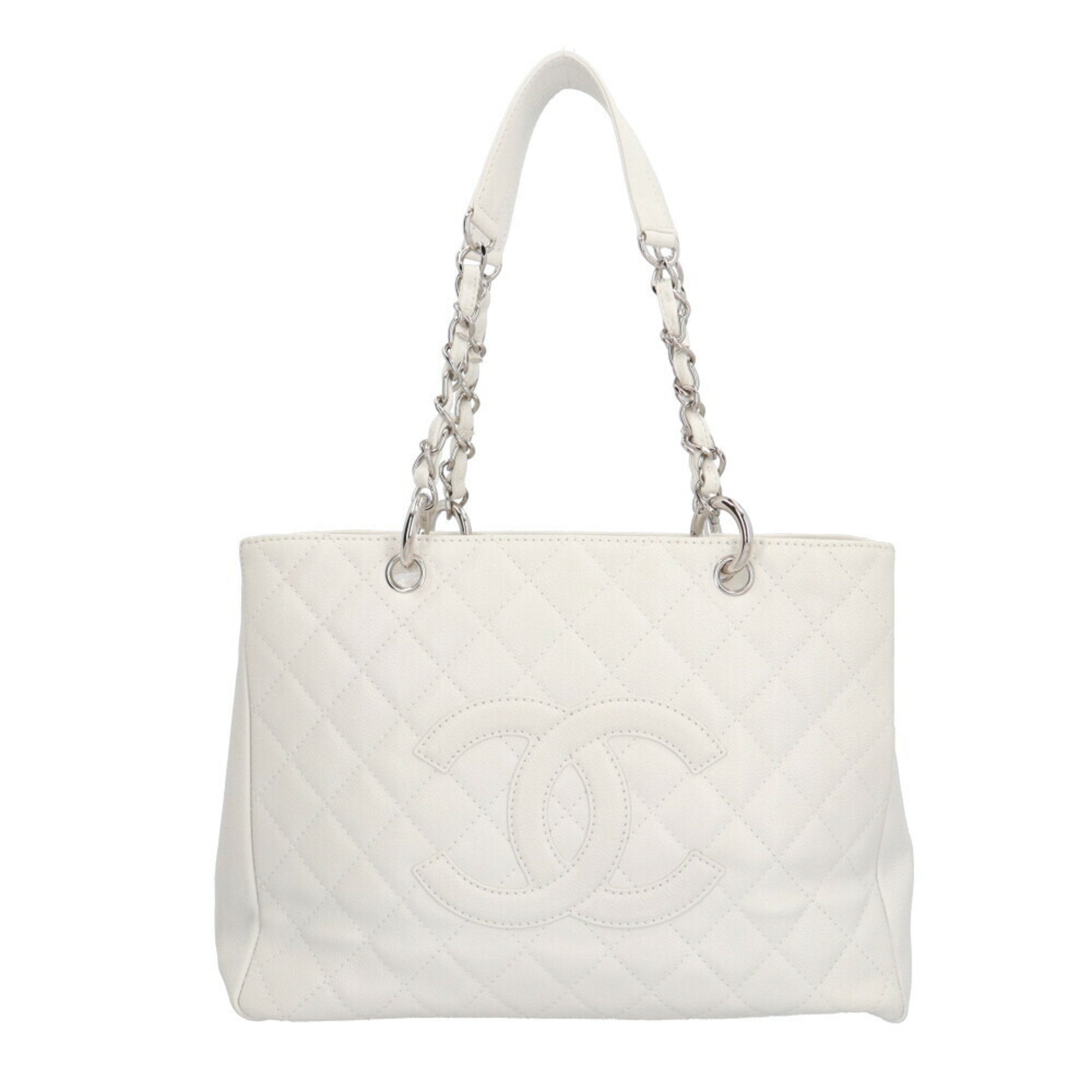 Chanel White Caviar Leather Shoulder Bag (Pre-Owned)