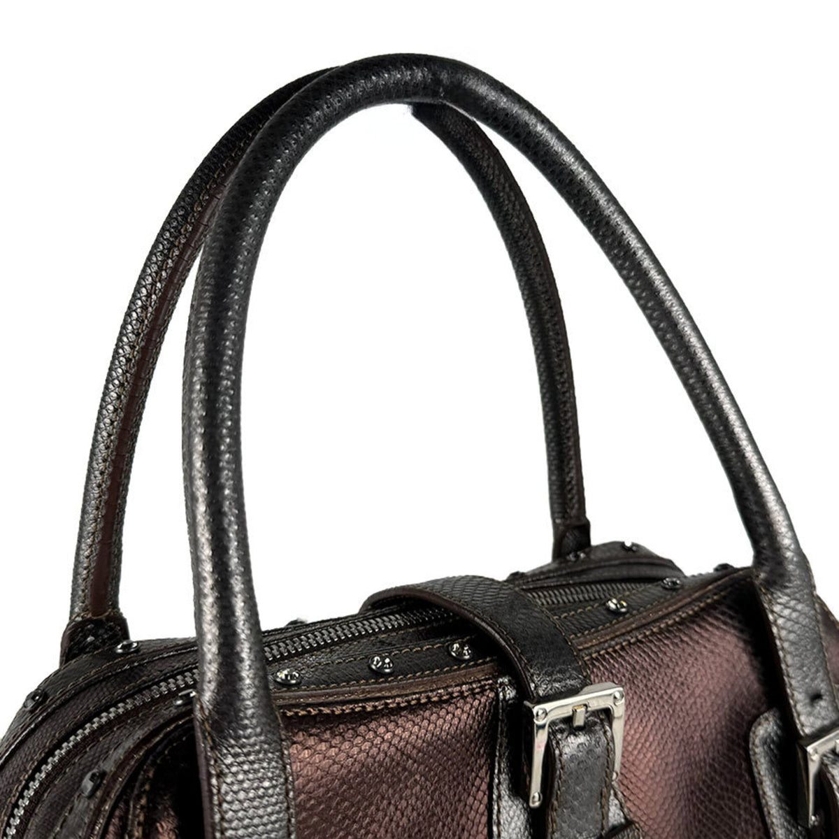 Loewe Brown Gray Leather Handbag (Pre-Owned)