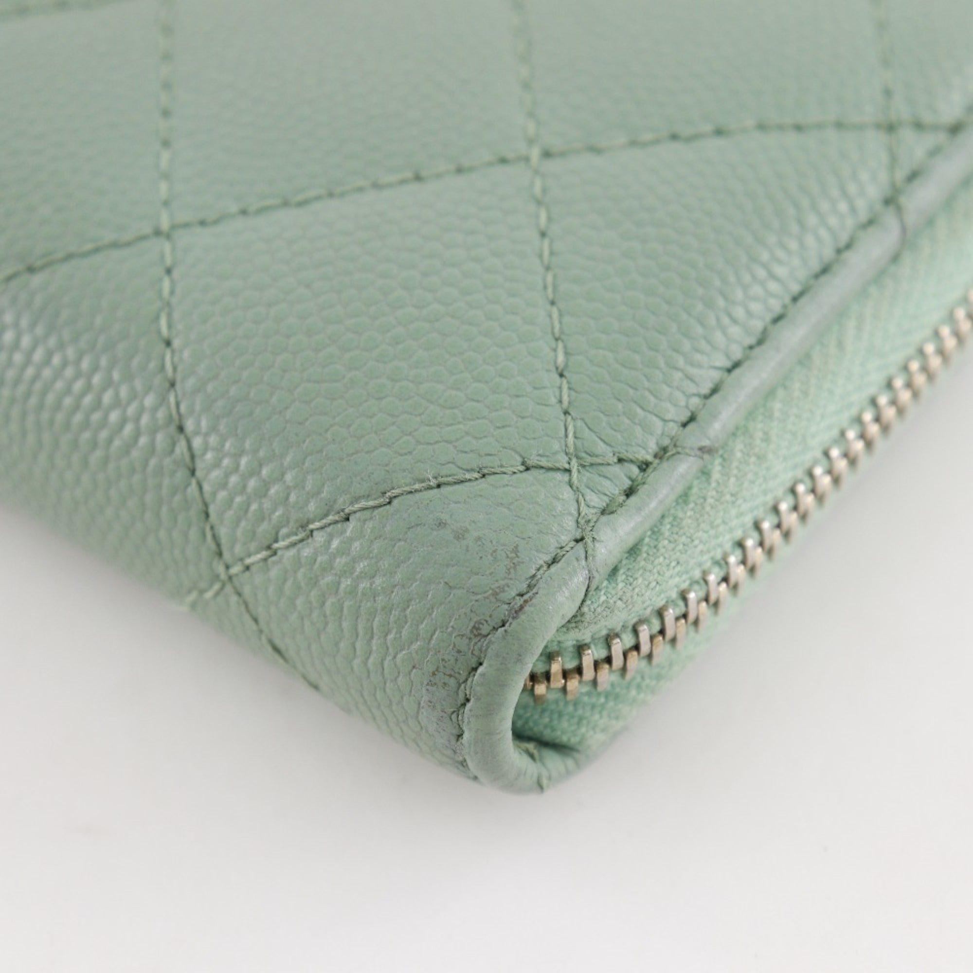 Chanel Gold Green Grained Calfskin Coin Purse/Coin Case (Pre-Owned)