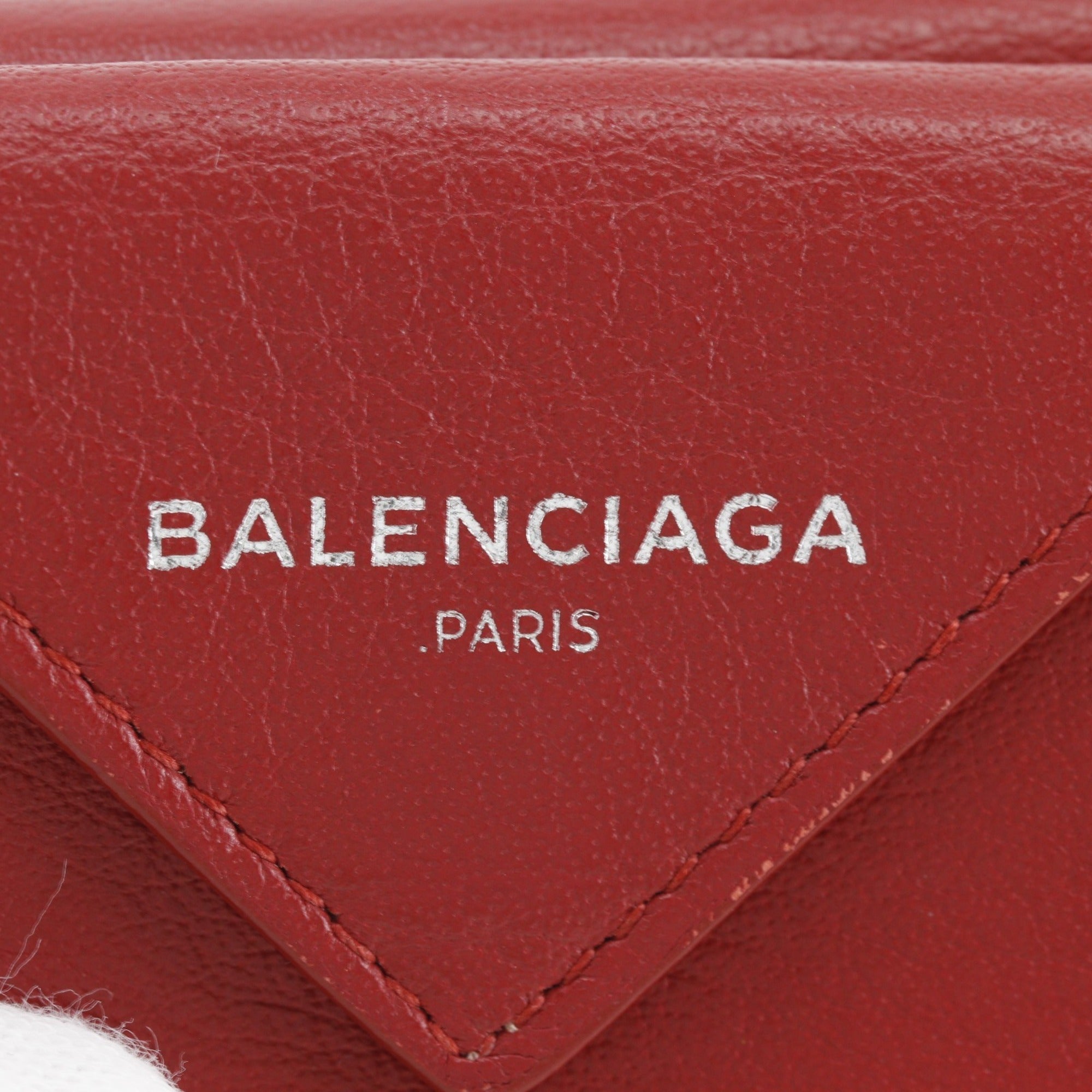 Balenciaga Red Color Leather Wallet (Tri-Fold) (Pre-Owned)