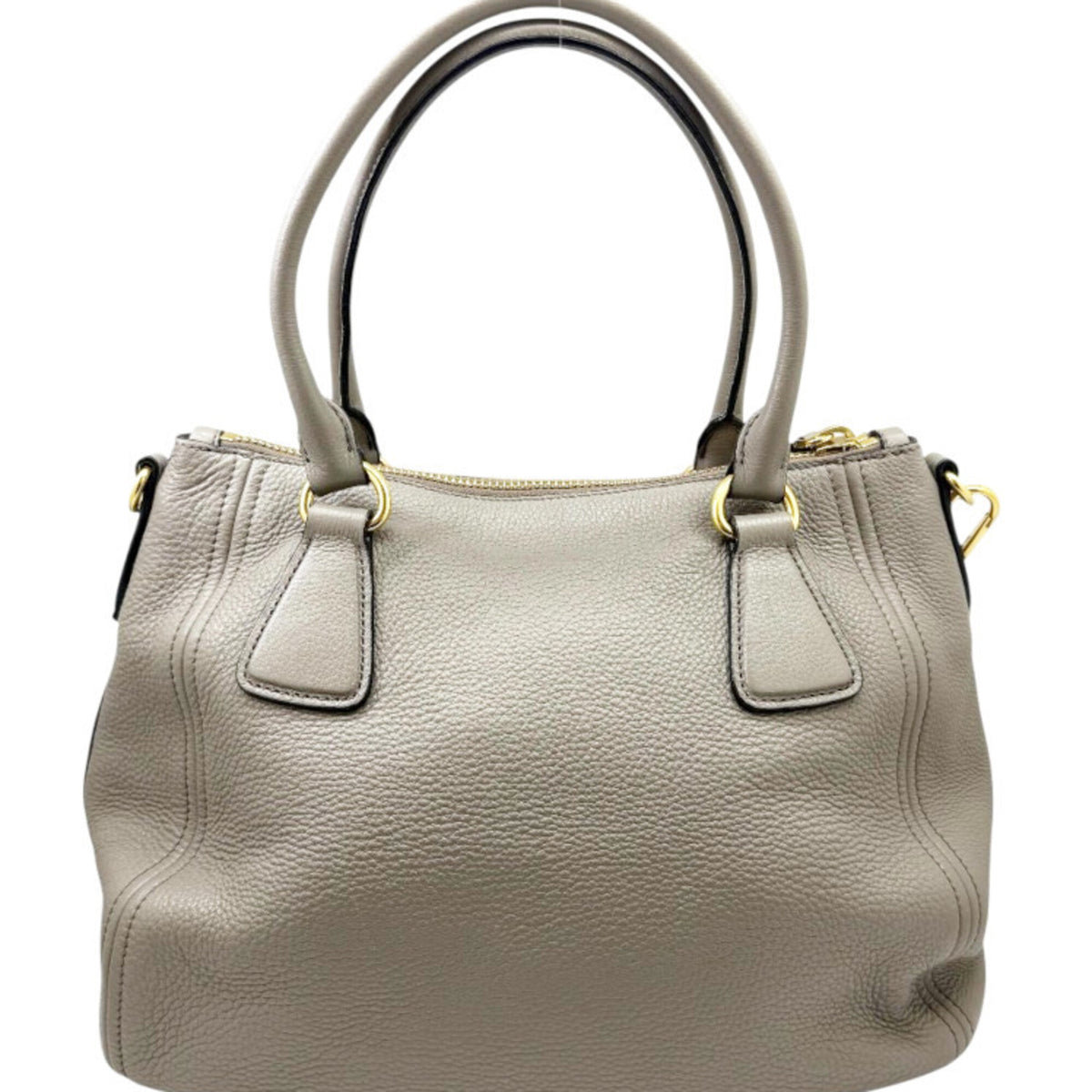 Prada Grayish Leather Handbag Shoulder Bag (Pre-Owned)