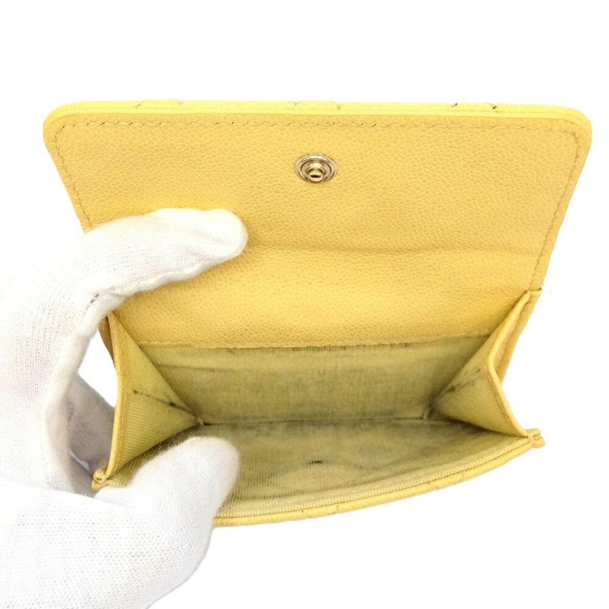 Chanel Yellow Grained Calfskin Wallet (Tri-Fold) (Pre-Owned)