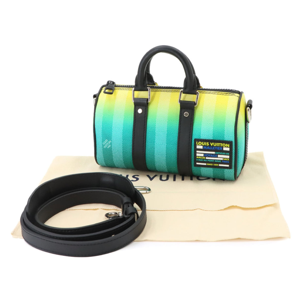 Louis Vuitton Black Green Yellow Canvas Leather Handbag (Pre-Owned)