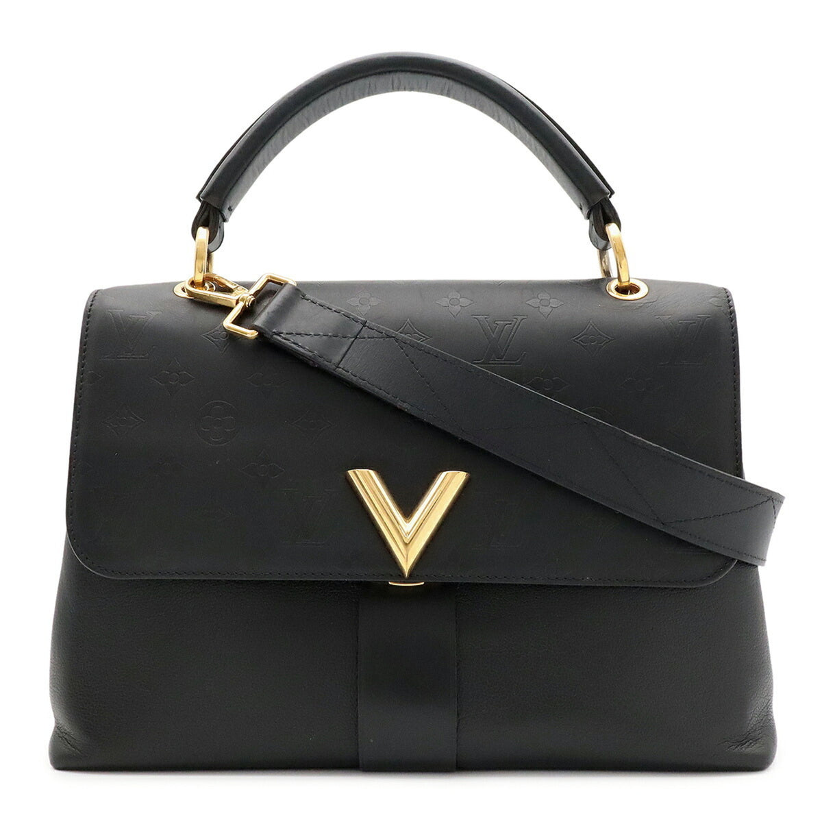 Louis Vuitton Black Noir Monogram Shadow Handbag Shoulder Bag (Pre-Owned)