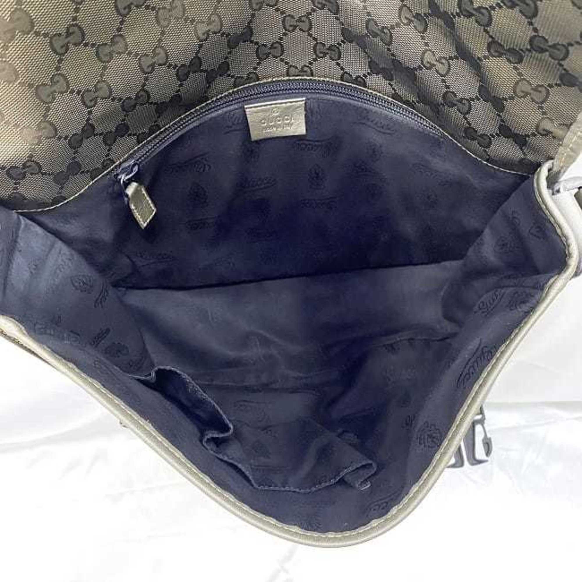 Gucci Green Khaki Coated Canvas Shoulder Bag (Pre-Owned)