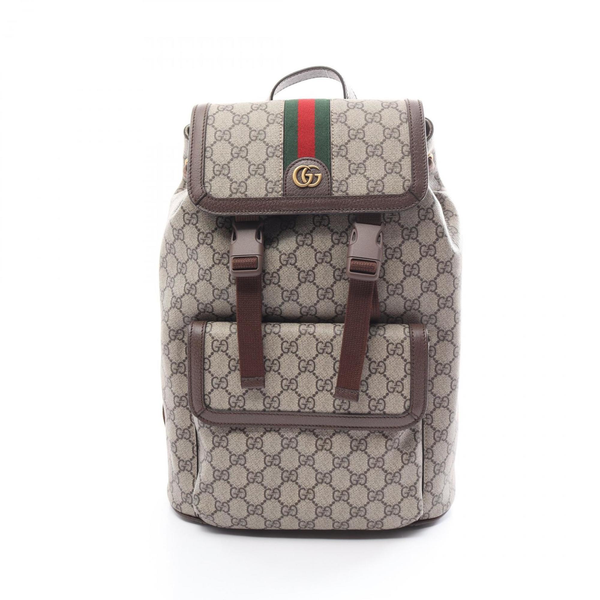Gucci Beige Brown Multi-Color Pvc Coated Canvas Leather Backpack (Pre-Owned)