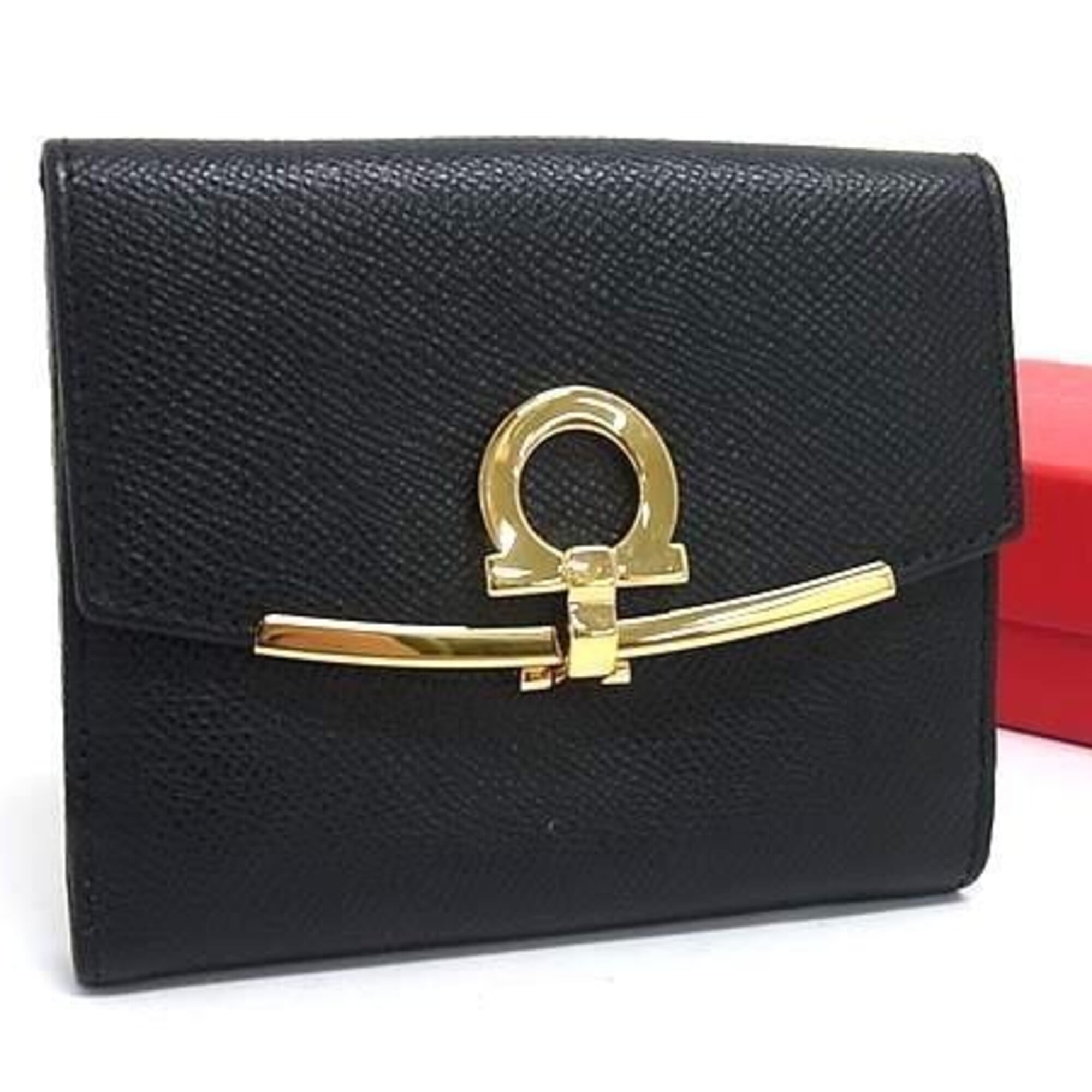 Salvatore Ferragamo Black Leather Wallet (Bi-Fold) (Pre-Owned)