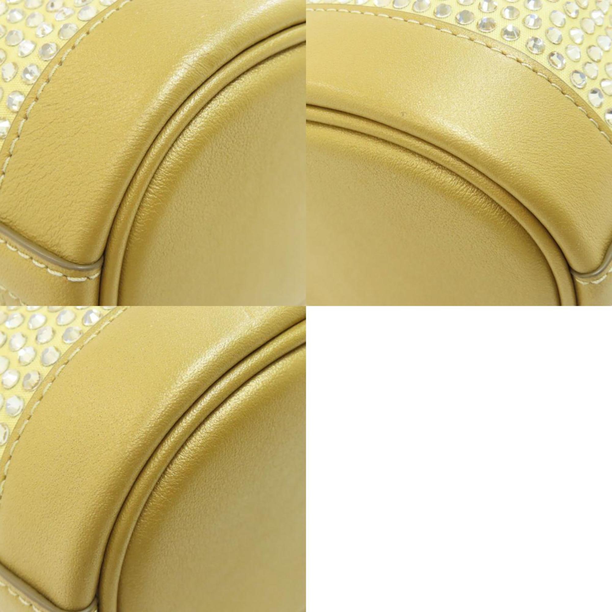 Coach Gold Rhinestone Leather Canvas Shoulder Bag (Pre-Owned)