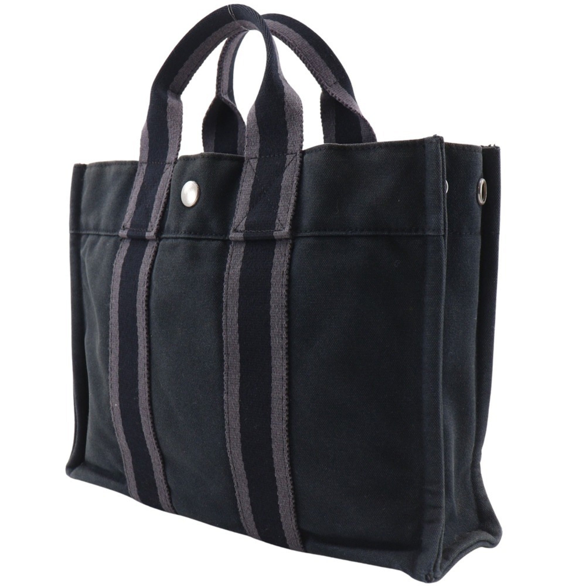 Hermes Black Cotton Canvas Handbag (Pre-Owned)