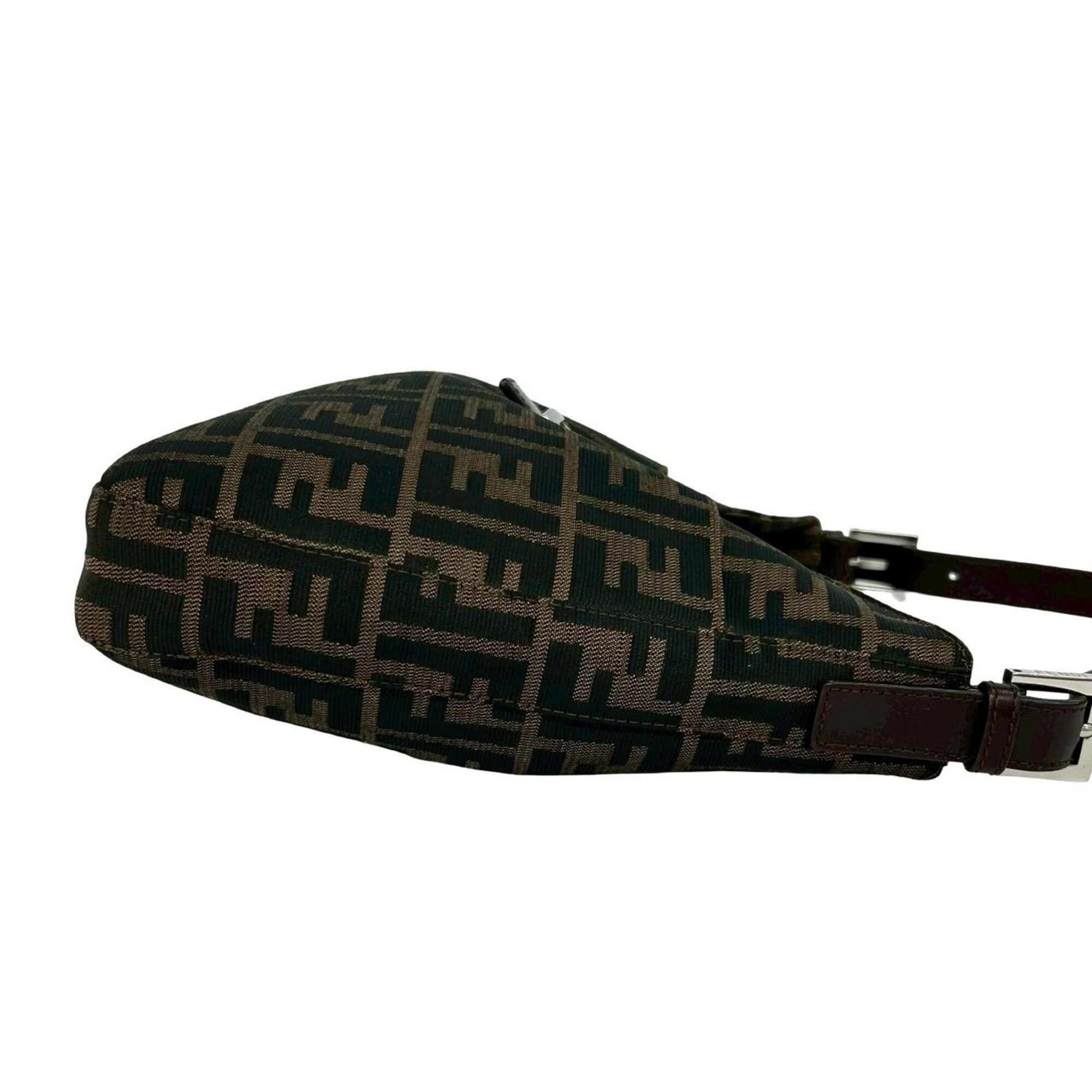 Fendi Black Brown Canvas Leather Shoulder Bag (Pre-Owned)