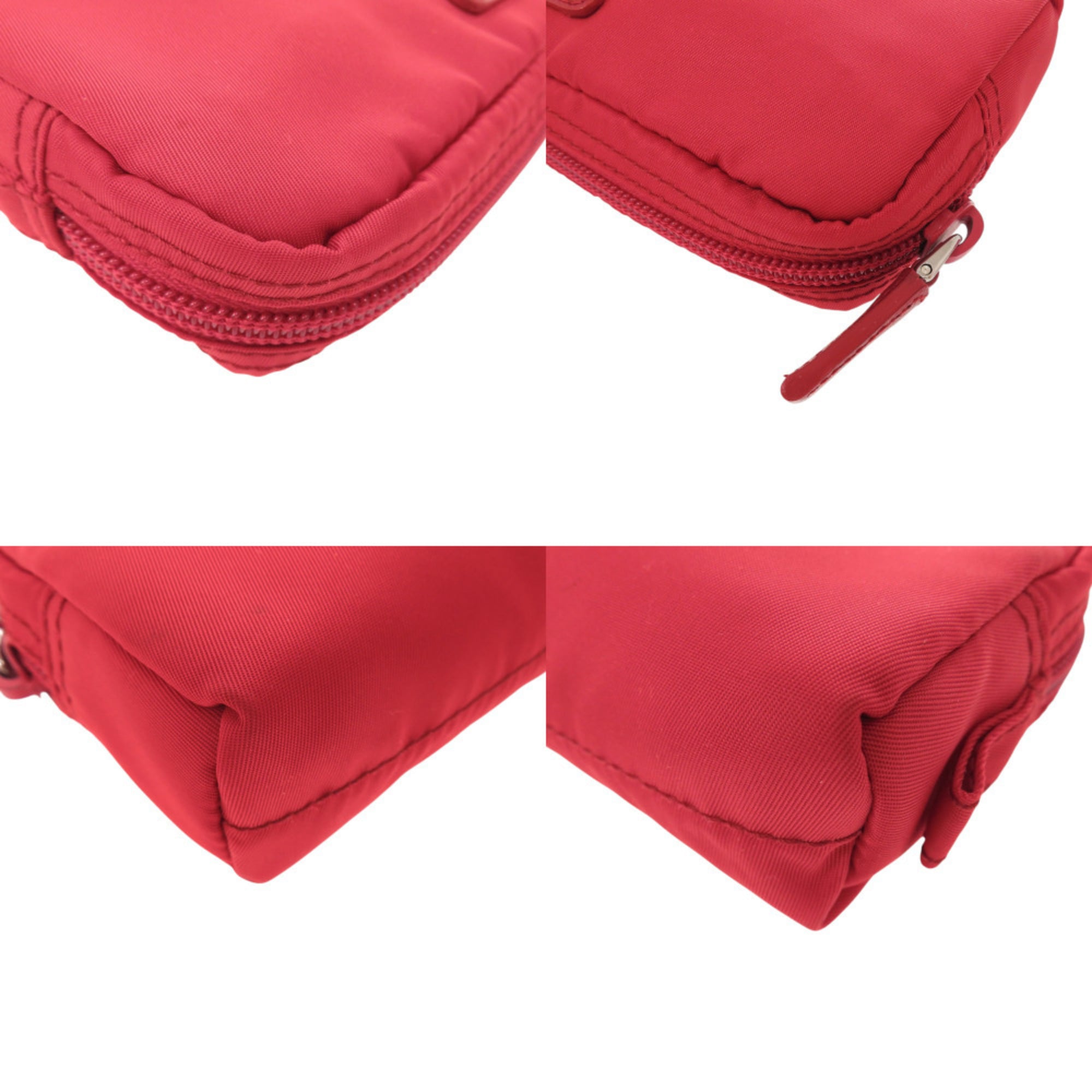 Prada Red Color Nylon Pouch (Pre-Owned)