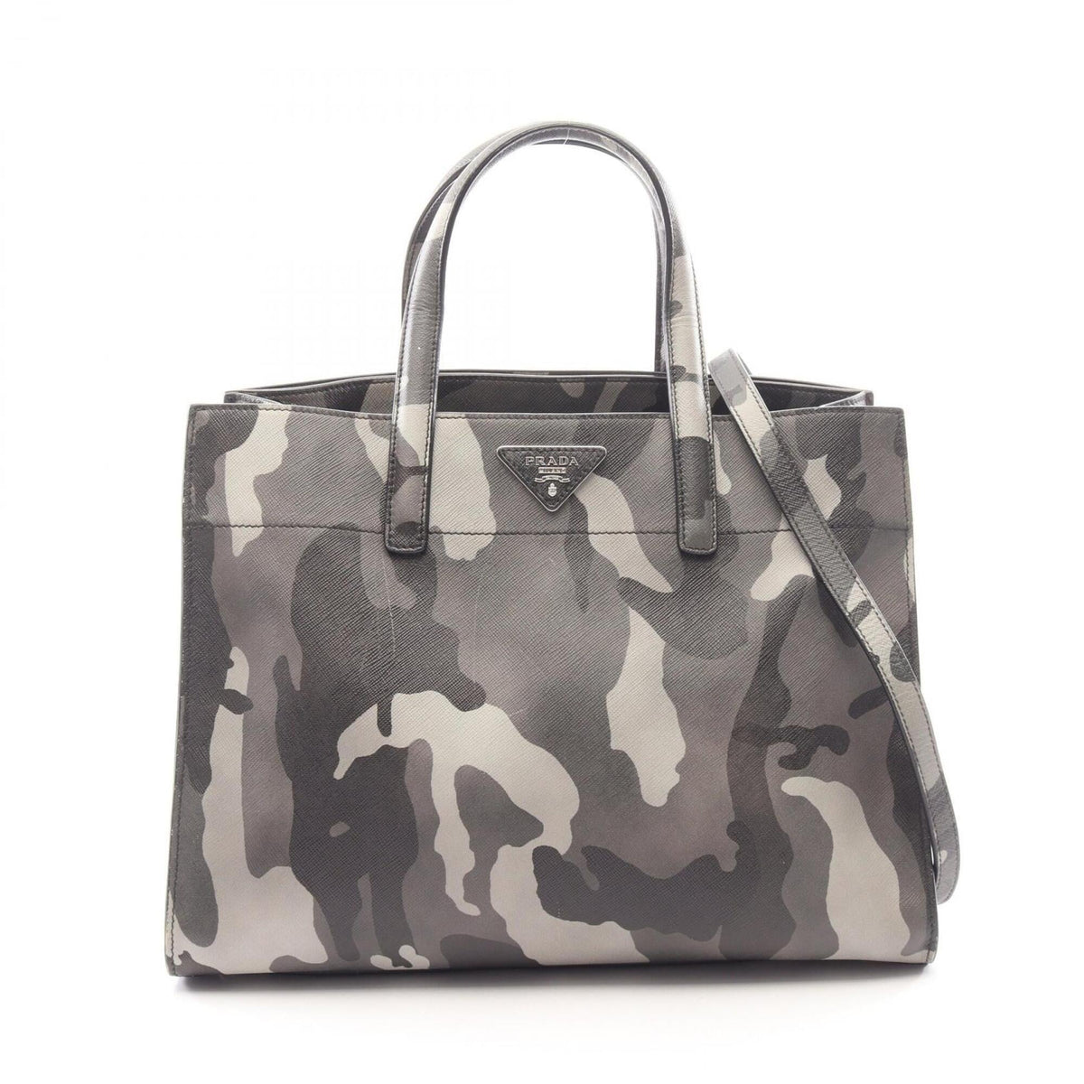 Prada Saffiano Gray Multi-Color Saffiano Handbag (Pre-Owned)