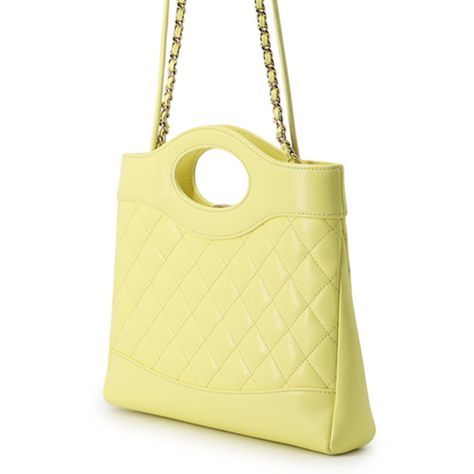 Chanel Matelasse Yellow Leather Handbag Shoulder Bag (Pre-Owned)