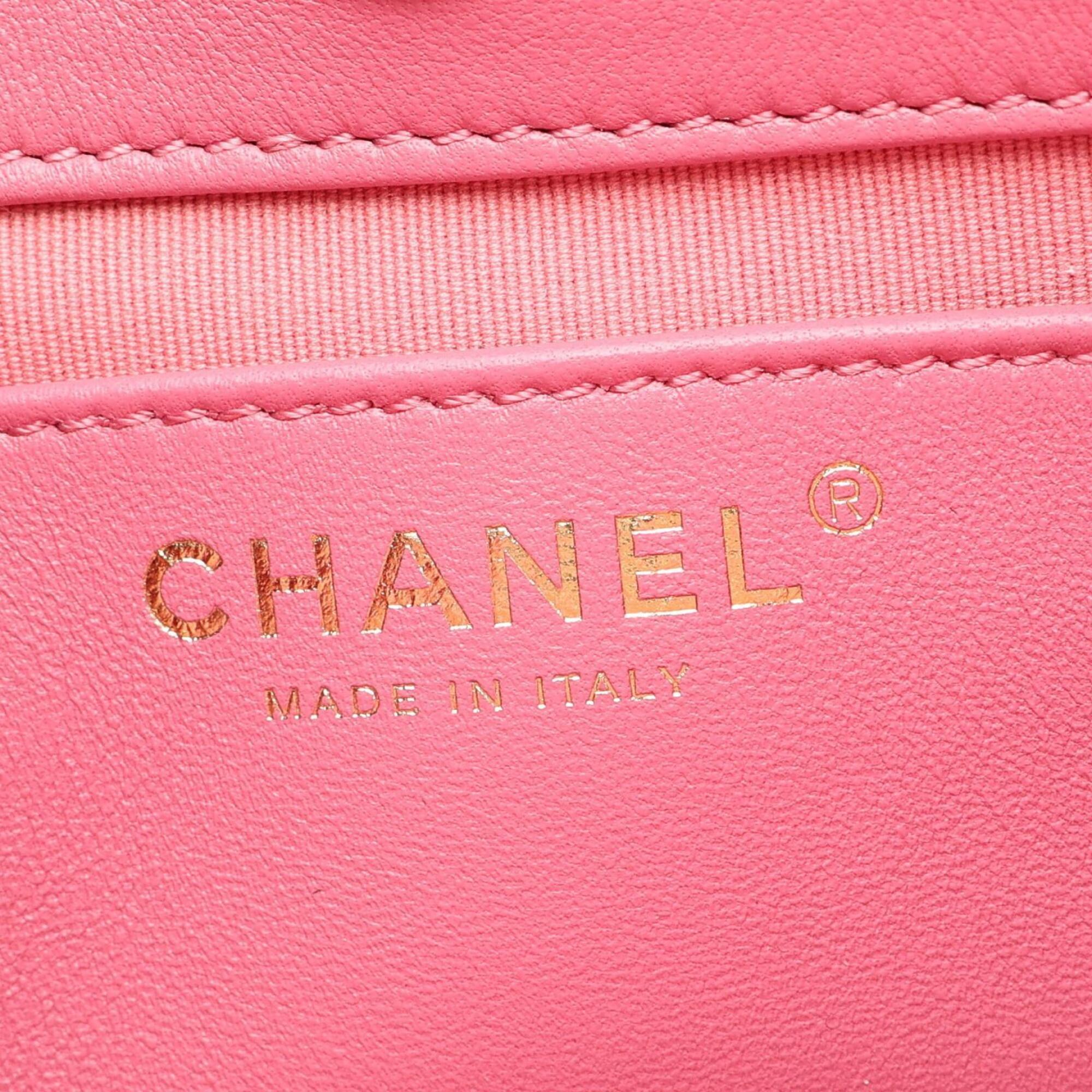 Chanel Pink Fabric Leather Handbag Shoulder Bag (Pre-Owned)