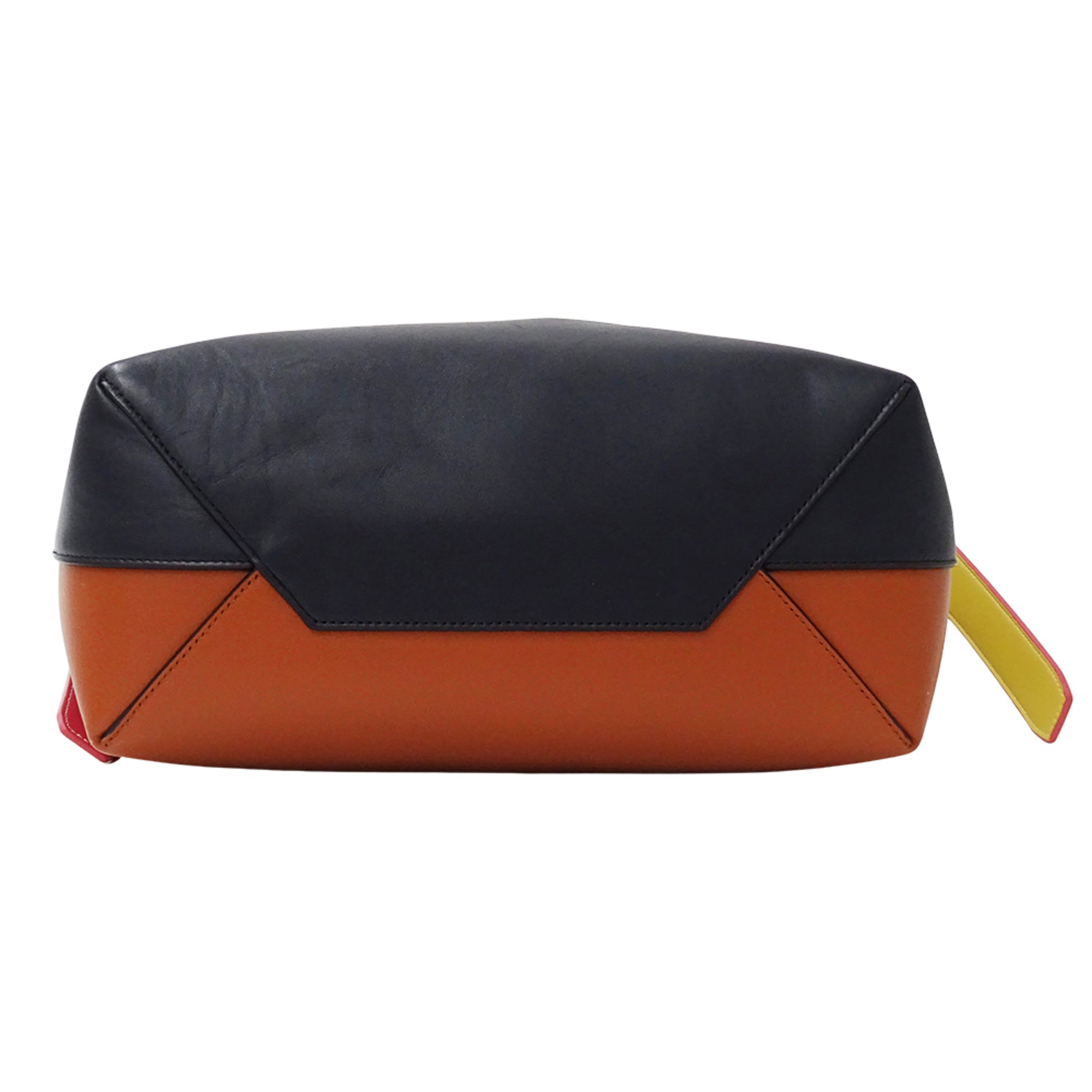 Celine Navy Orange Leather Handbag Pouch Shoulder Bag Tote Bag (Pre-Owned)