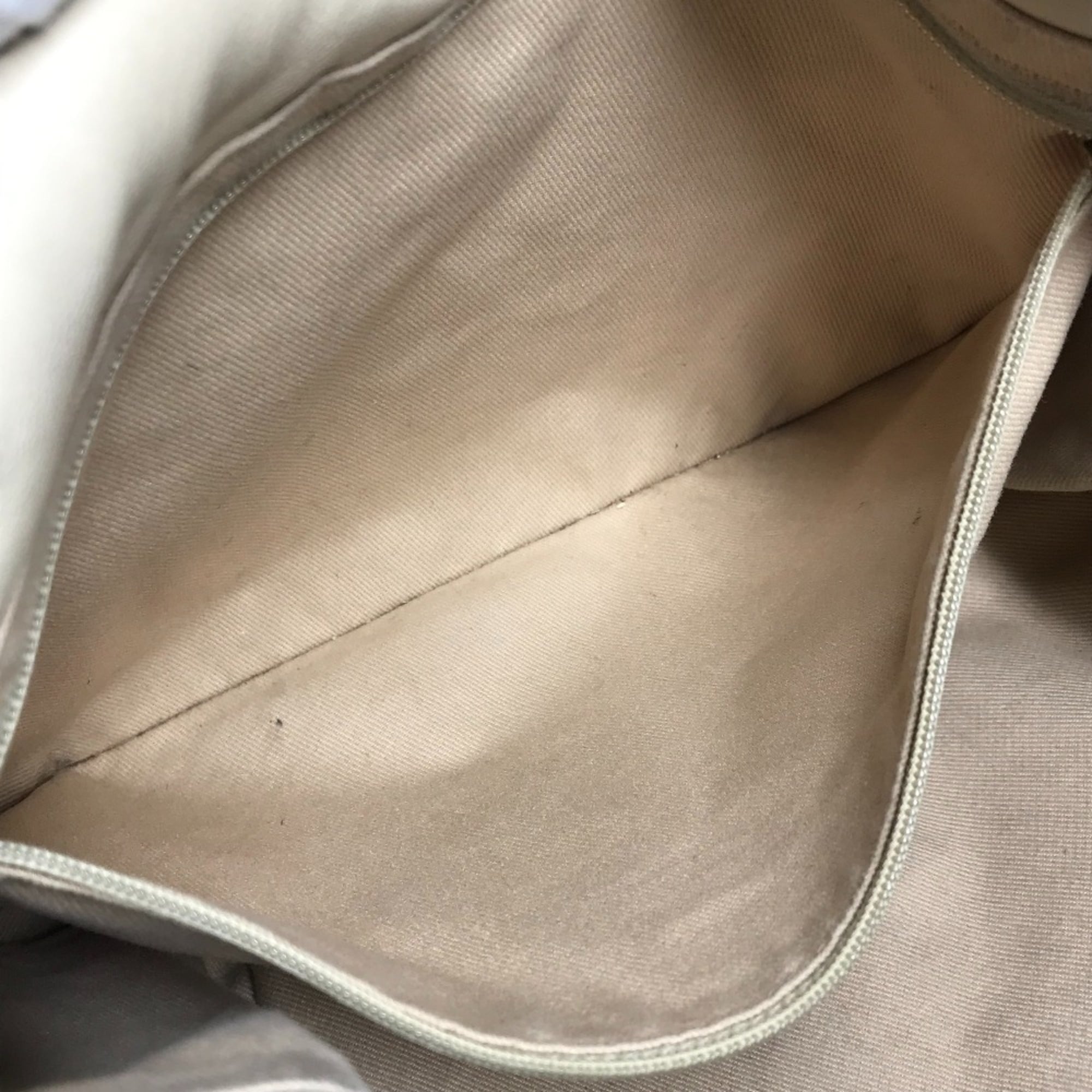 Chanel Beige White Leather Shoulder Bag Tote Bag (Pre-Owned)