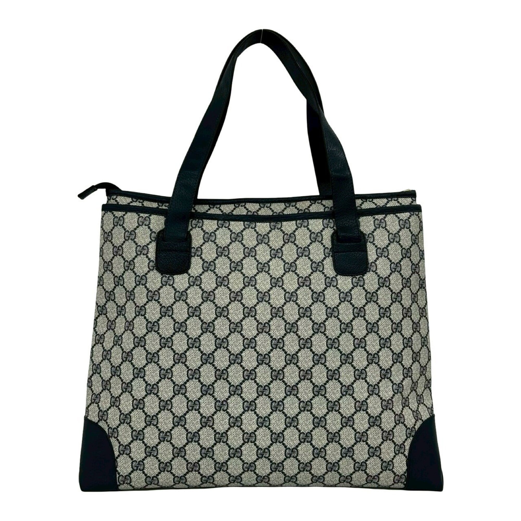 Gucci Navy Pvc Leather Handbag Shoulder Bag Tote Bag (Pre-Owned)