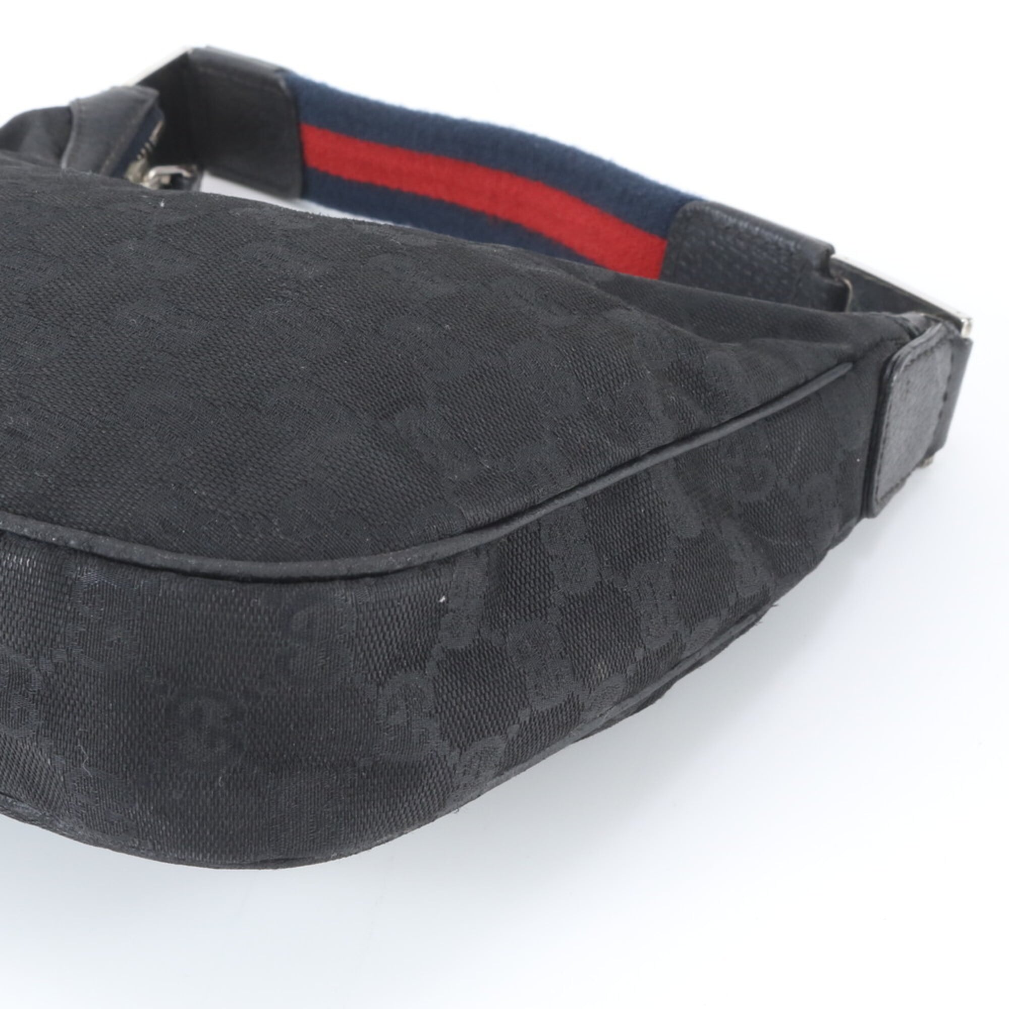 Gucci Black Leather Canvas Handbag Shoulder Bag (Pre-Owned)