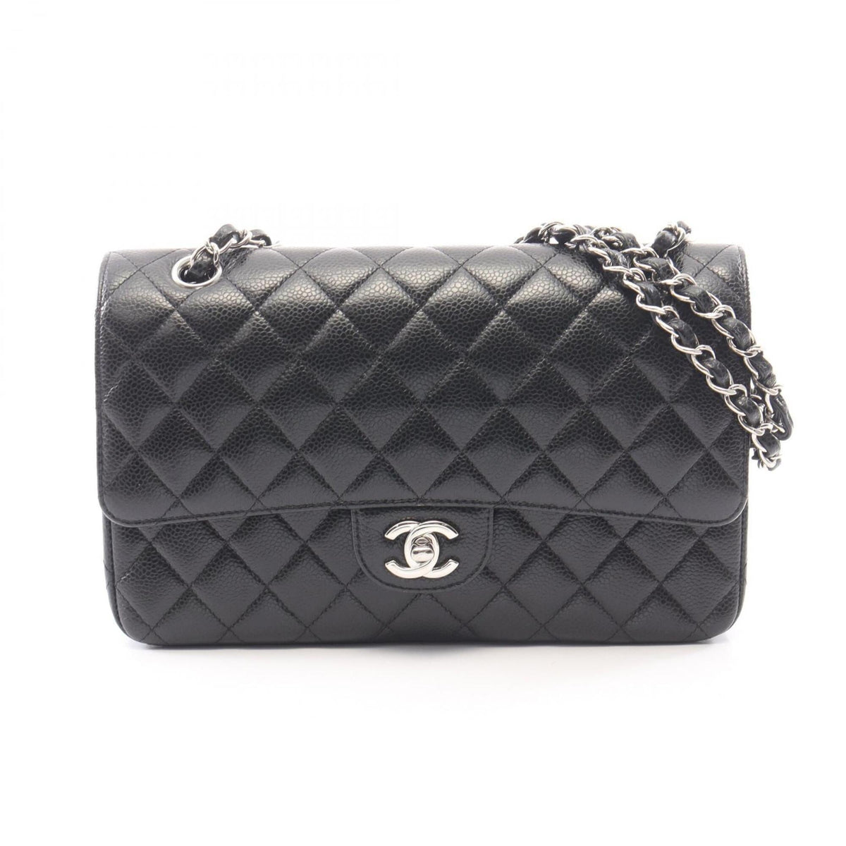 Chanel Black Grained Calfskin Handbag Shoulder Bag (Pre-Owned)