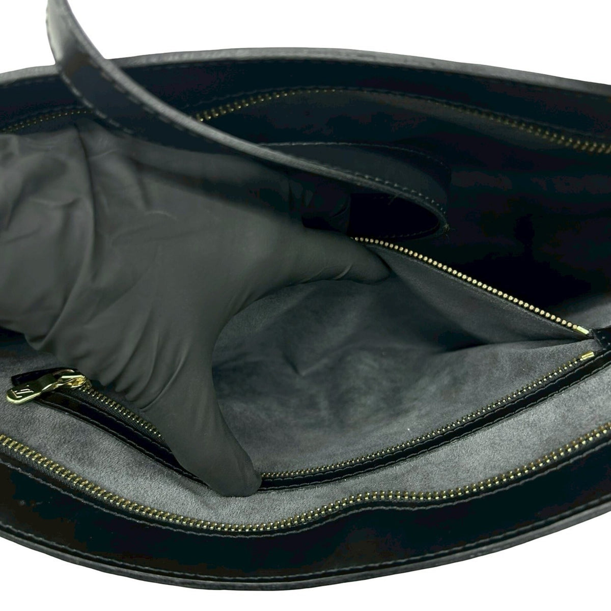 Louis Vuitton Black Leather Shoulder Bag Tote Bag (Pre-Owned)