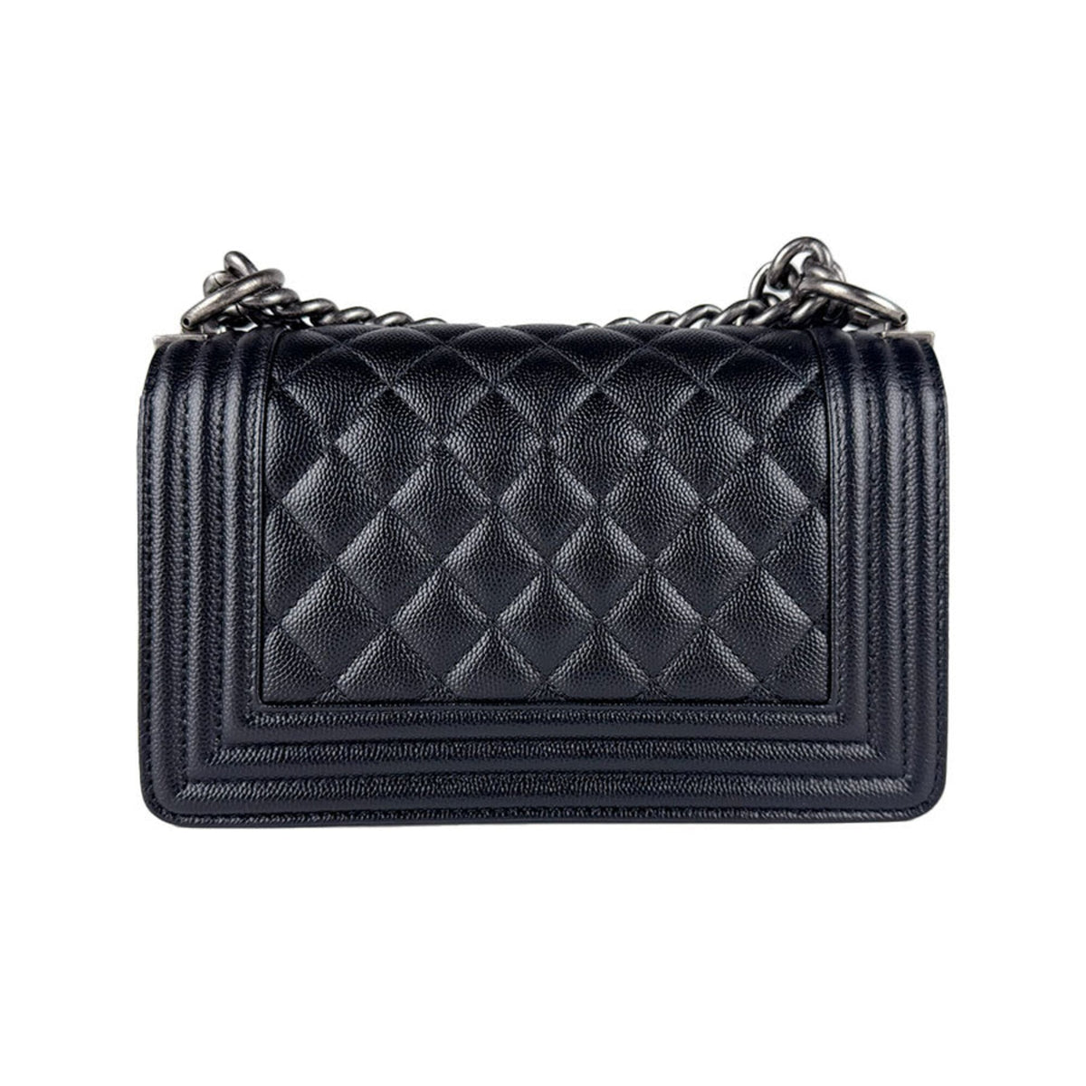 Chanel Black Grained Calfskin Leather Shoulder Bag (Pre-Owned)
