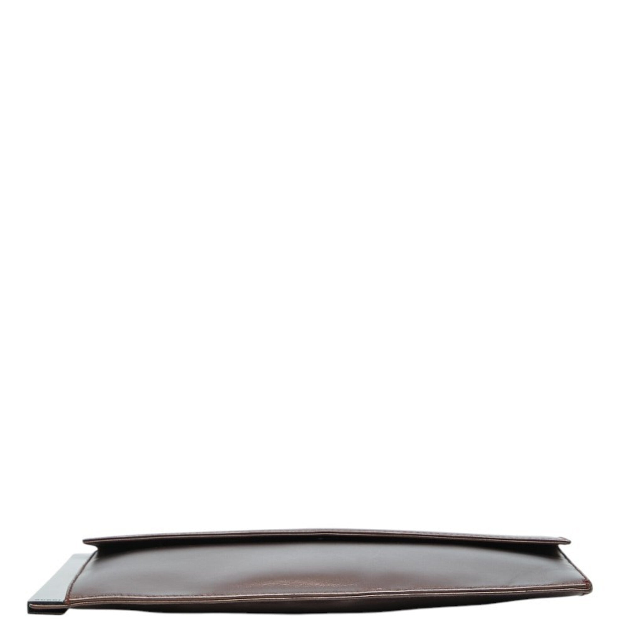 Gucci Brown Leather Metal Clutch Bag Pouch (Pre-Owned)