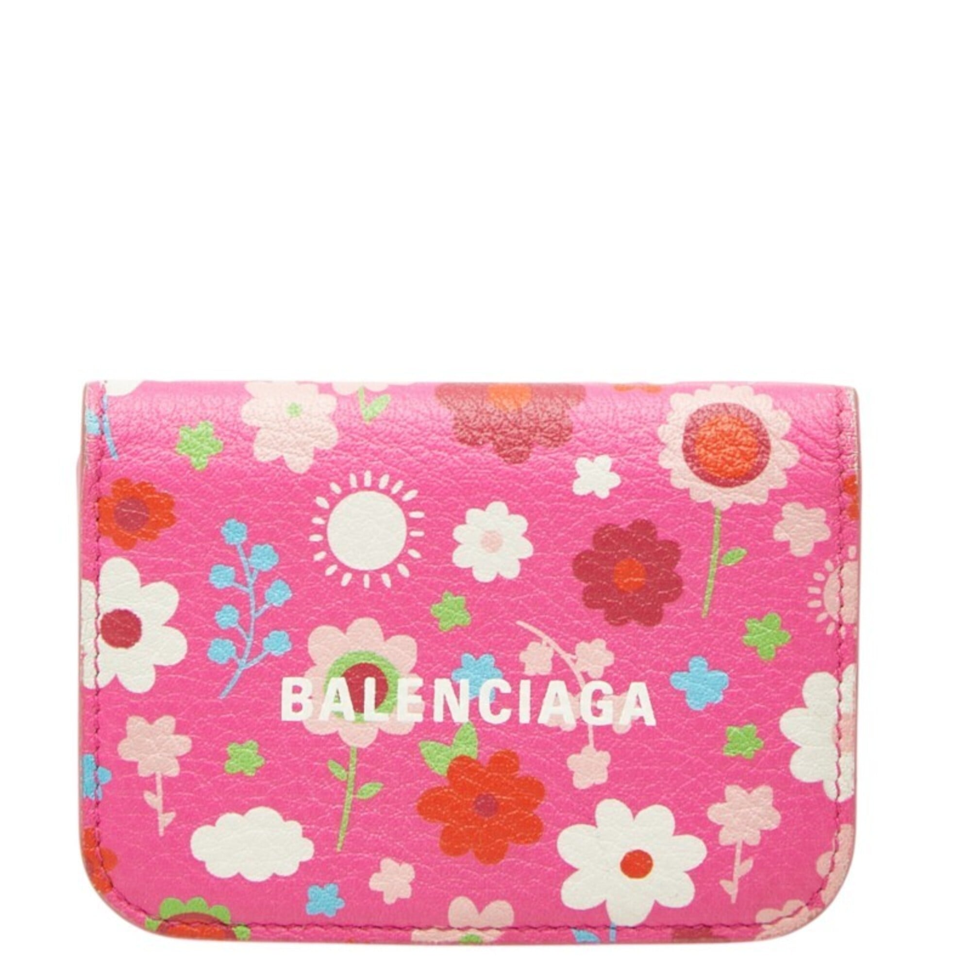Balenciaga Multi-Color Pink Leather Wallet (Tri-Fold) (Pre-Owned)