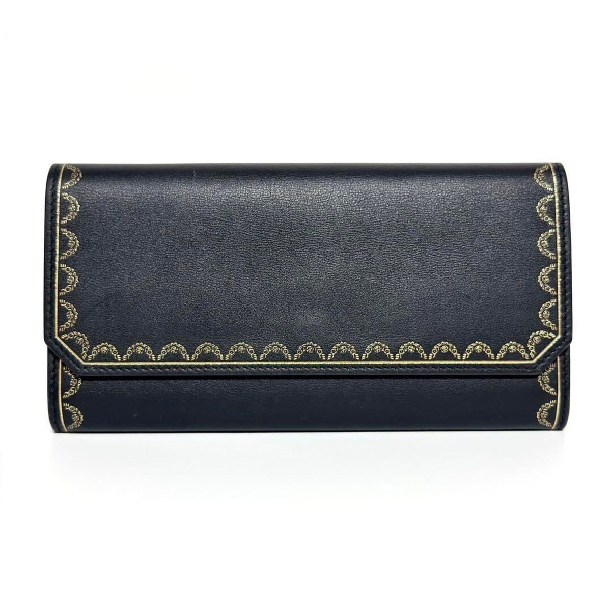 Cartier Black Leather Long Wallet (Bi-Fold) (Pre-Owned)