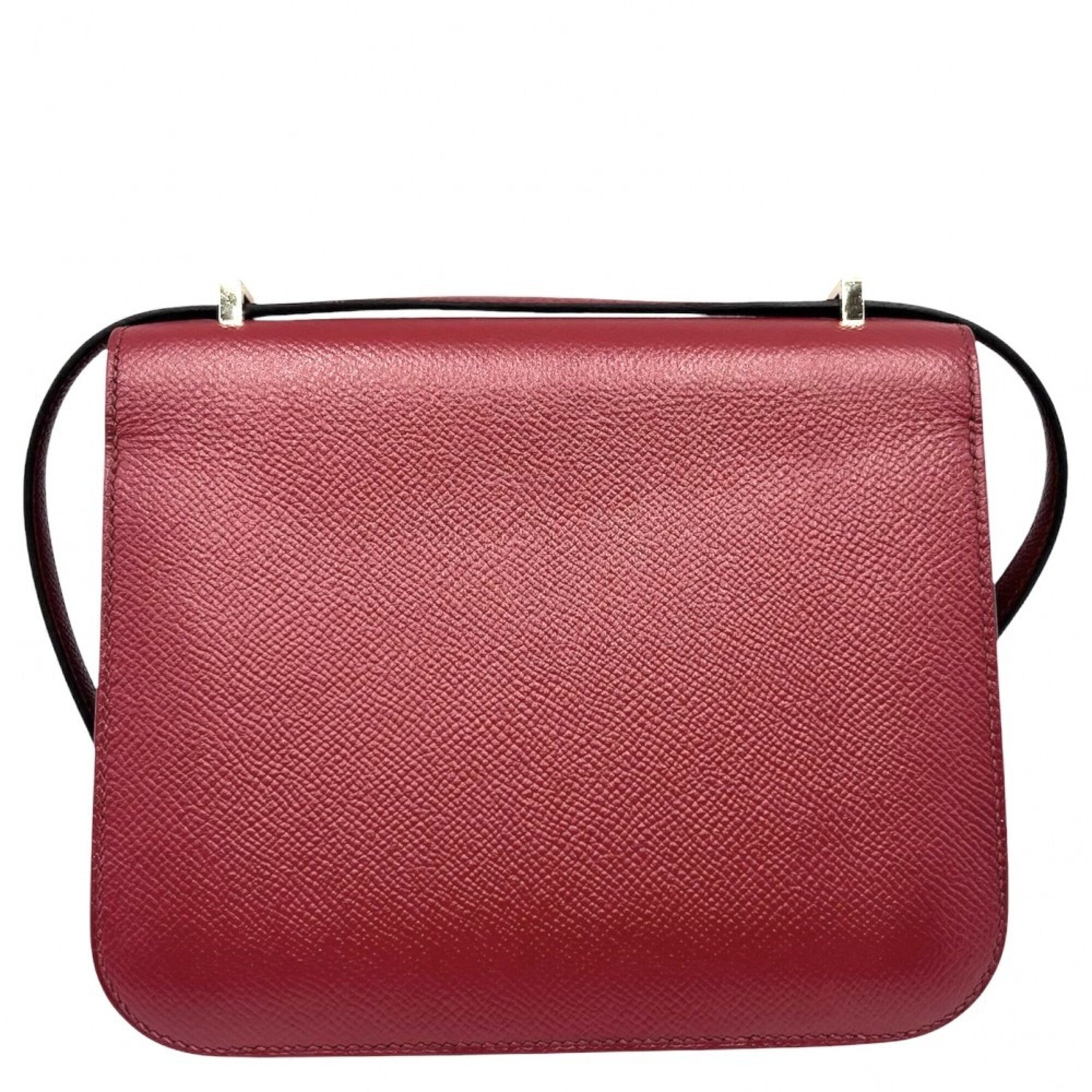 Hermes Red Color Epsom Leather Pochette Shoulder Bag (Pre-Owned)