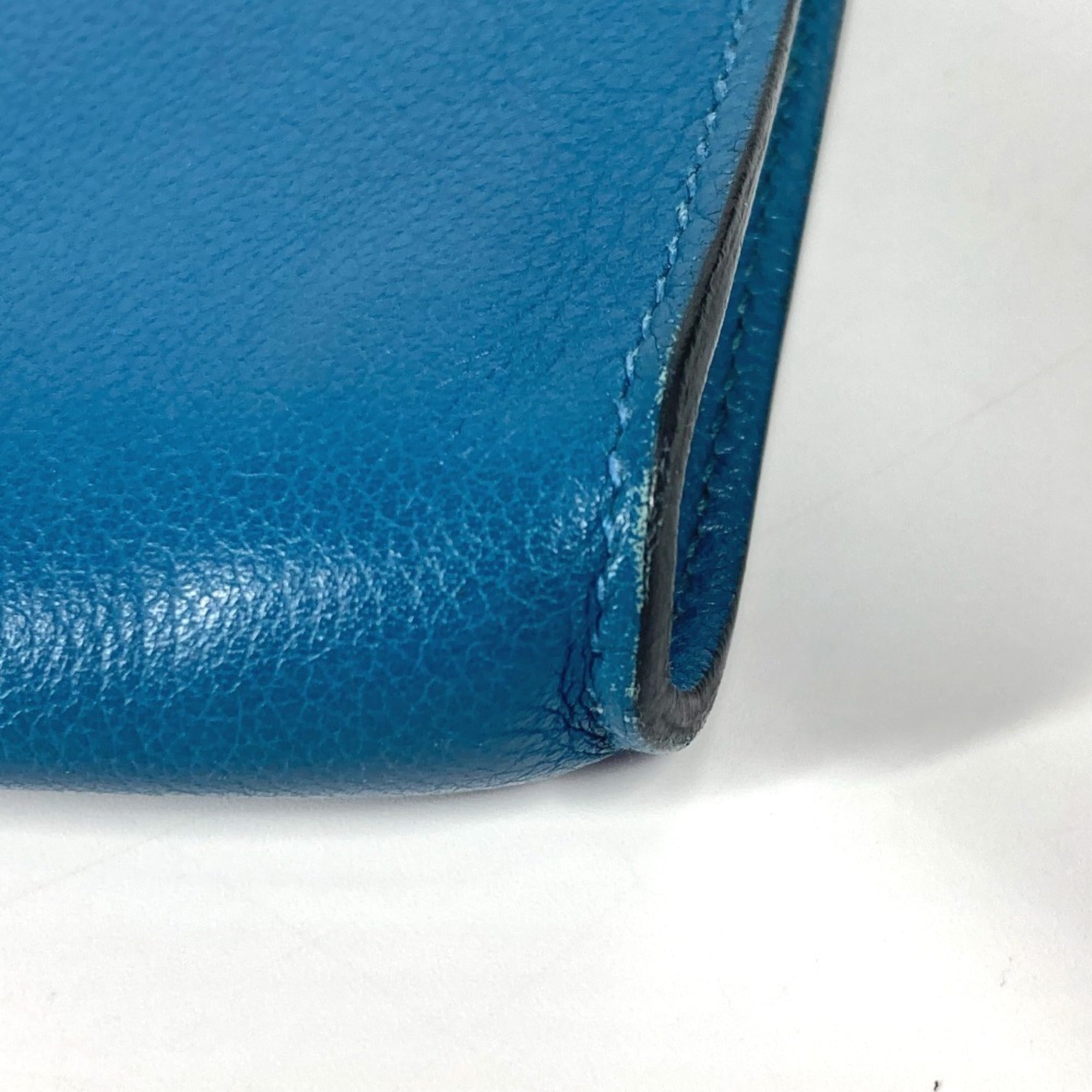 Hermes Blue Leather Clutch Bag Pouch (Pre-Owned)