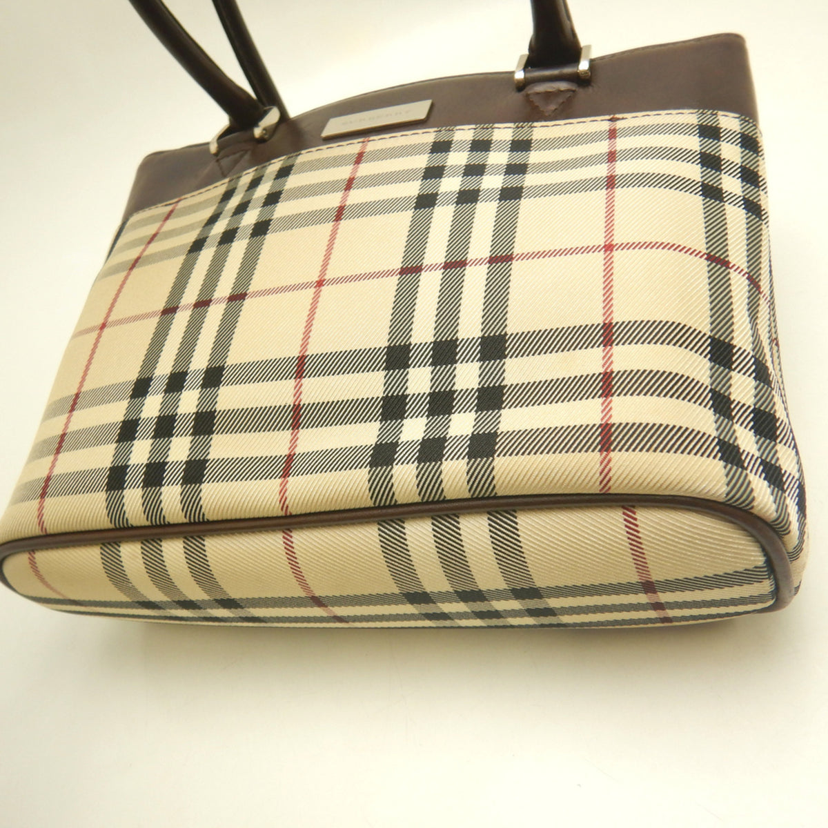 Burberry Beige Brown Canvas Leather Handbag (Pre-Owned)
