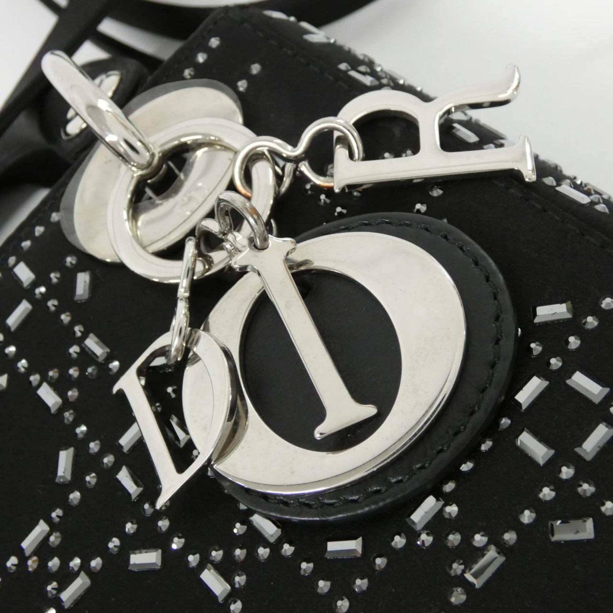 Christian Dior Black White Satin Handbag (Pre-Owned)