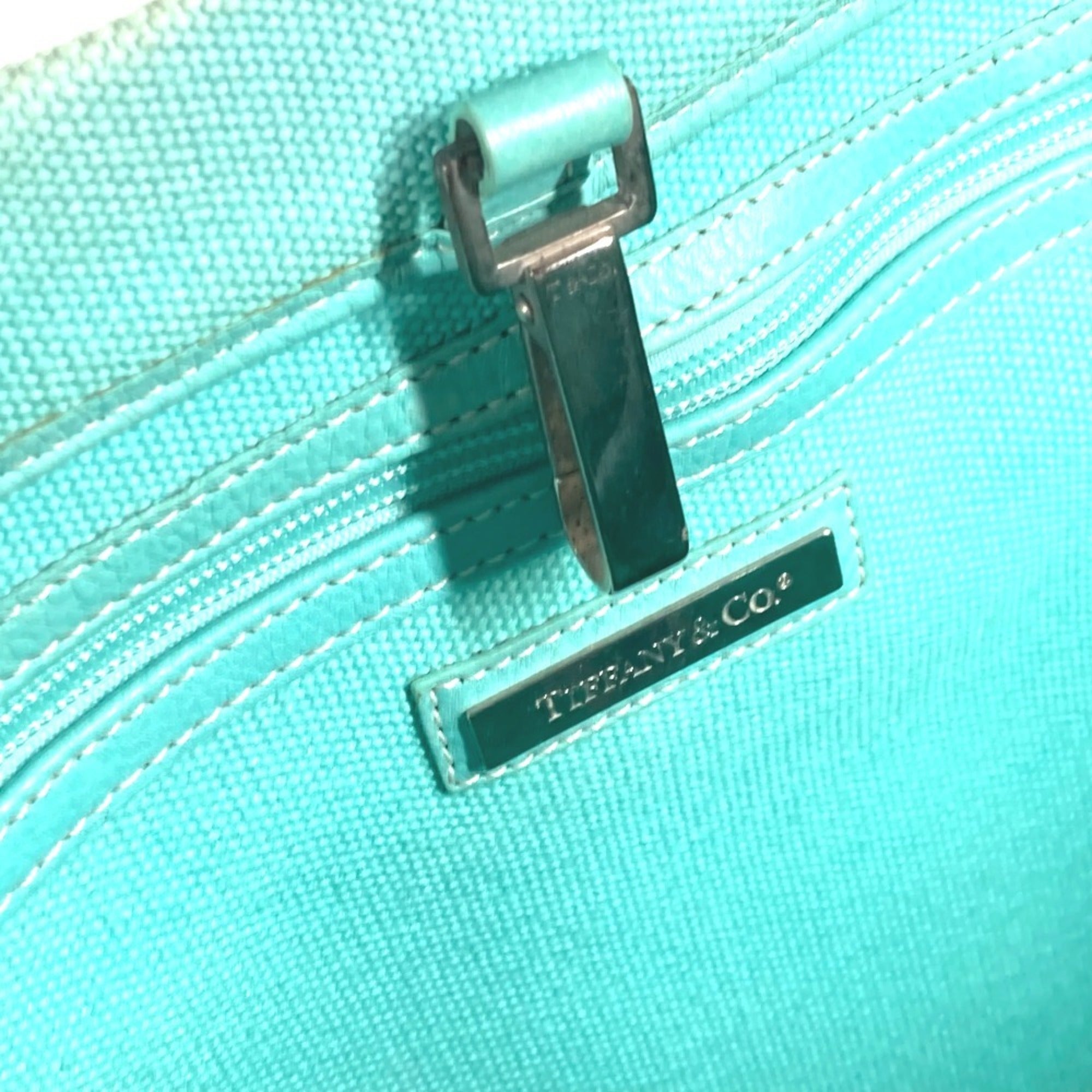 Tiffany Blue Canvas Handbag Shoulder Bag Tote Bag (Pre-Owned)