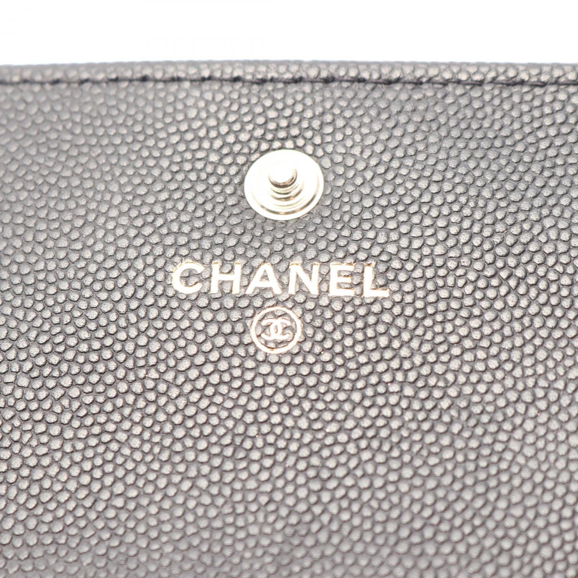 Chanel Black Grained Calfskin Wallet (Bi-Fold) (Pre-Owned)