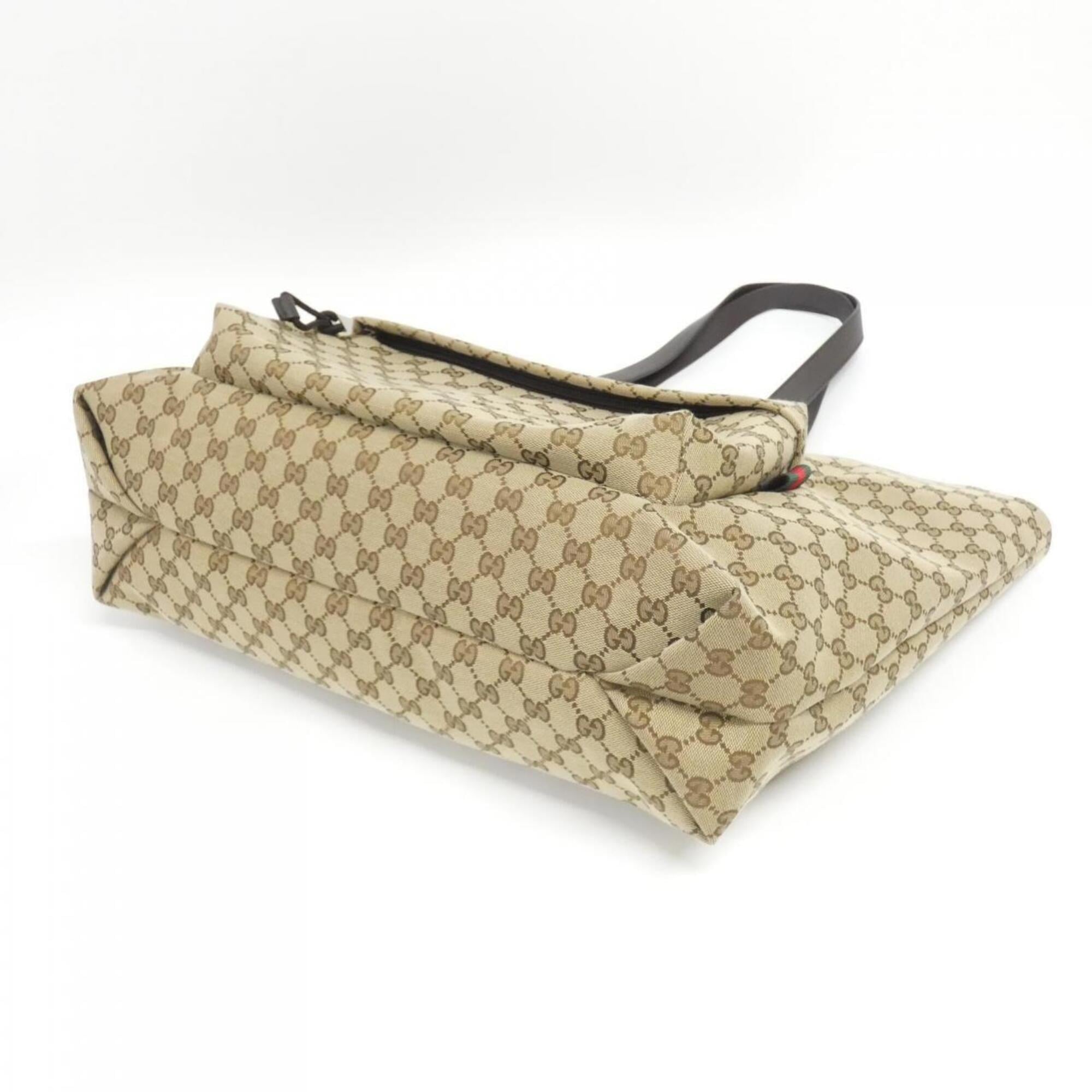 Gucci Beige Brown Gg Canvas Handbag (Pre-Owned)