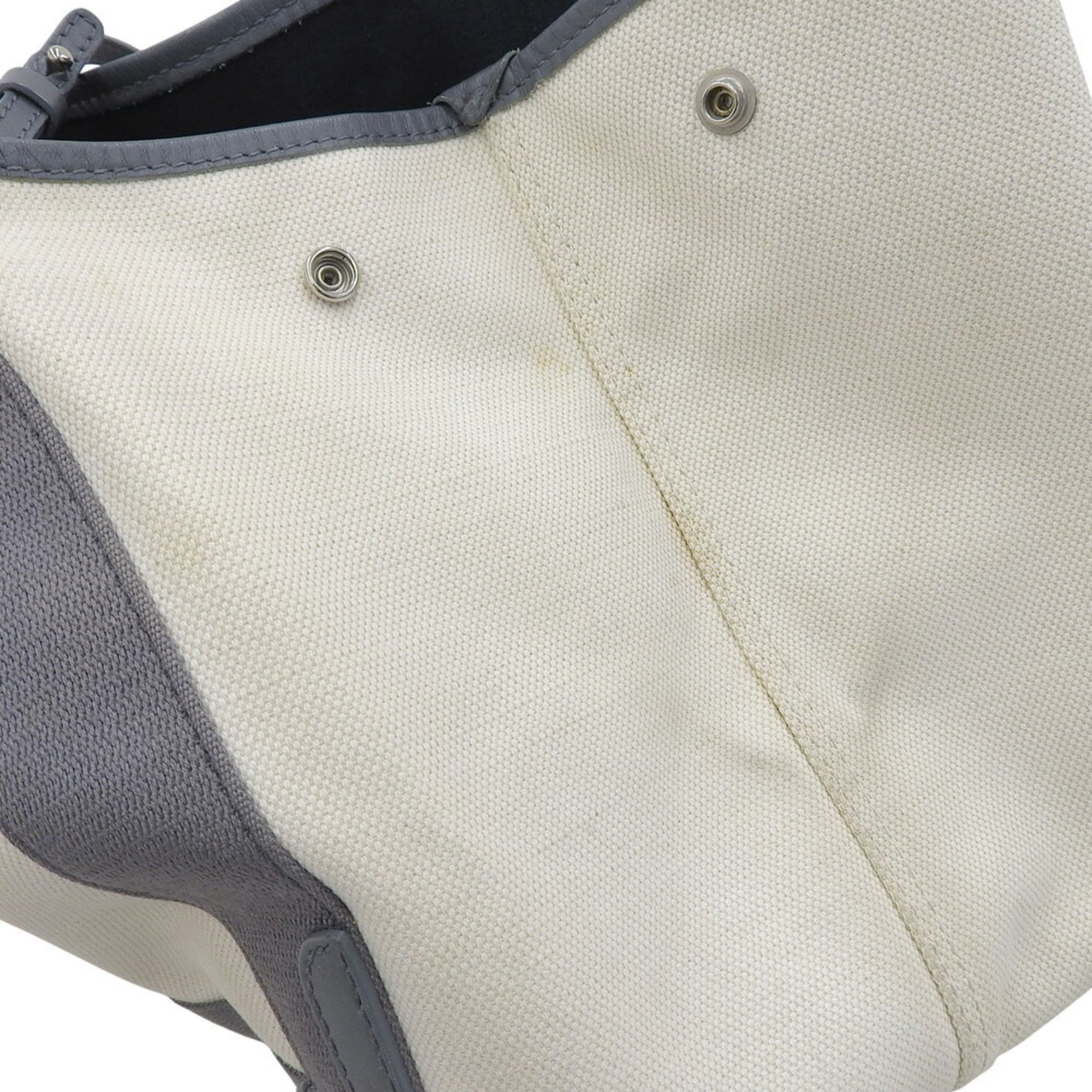 Balenciaga Gray White Canvas Leather Pouch Tote Bag (Pre-Owned)