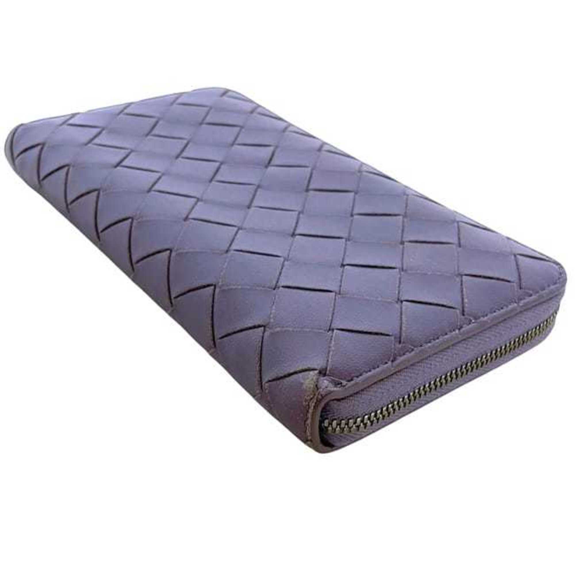 Bottega Veneta Purple Leather Long Wallet (Bi-Fold) (Pre-Owned)