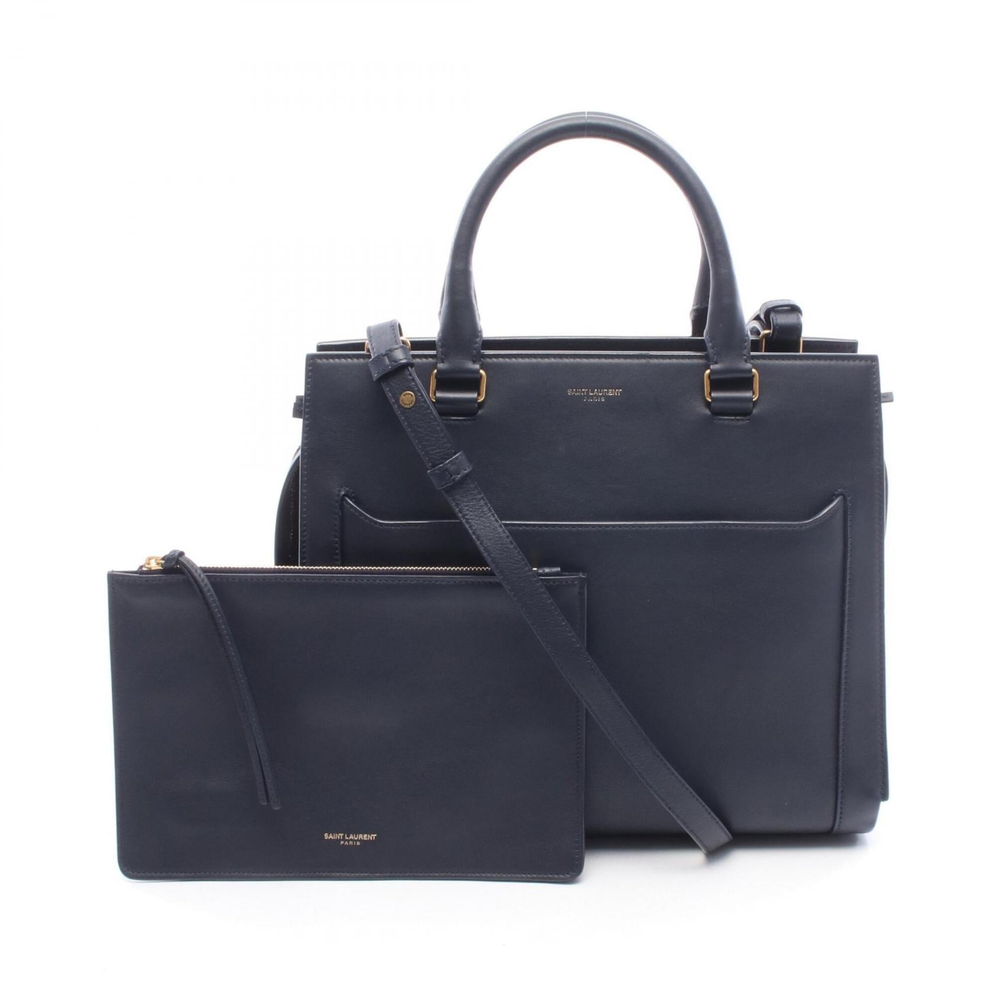 Yves Saint Laurent Navy Leather Handbag (Pre-Owned)