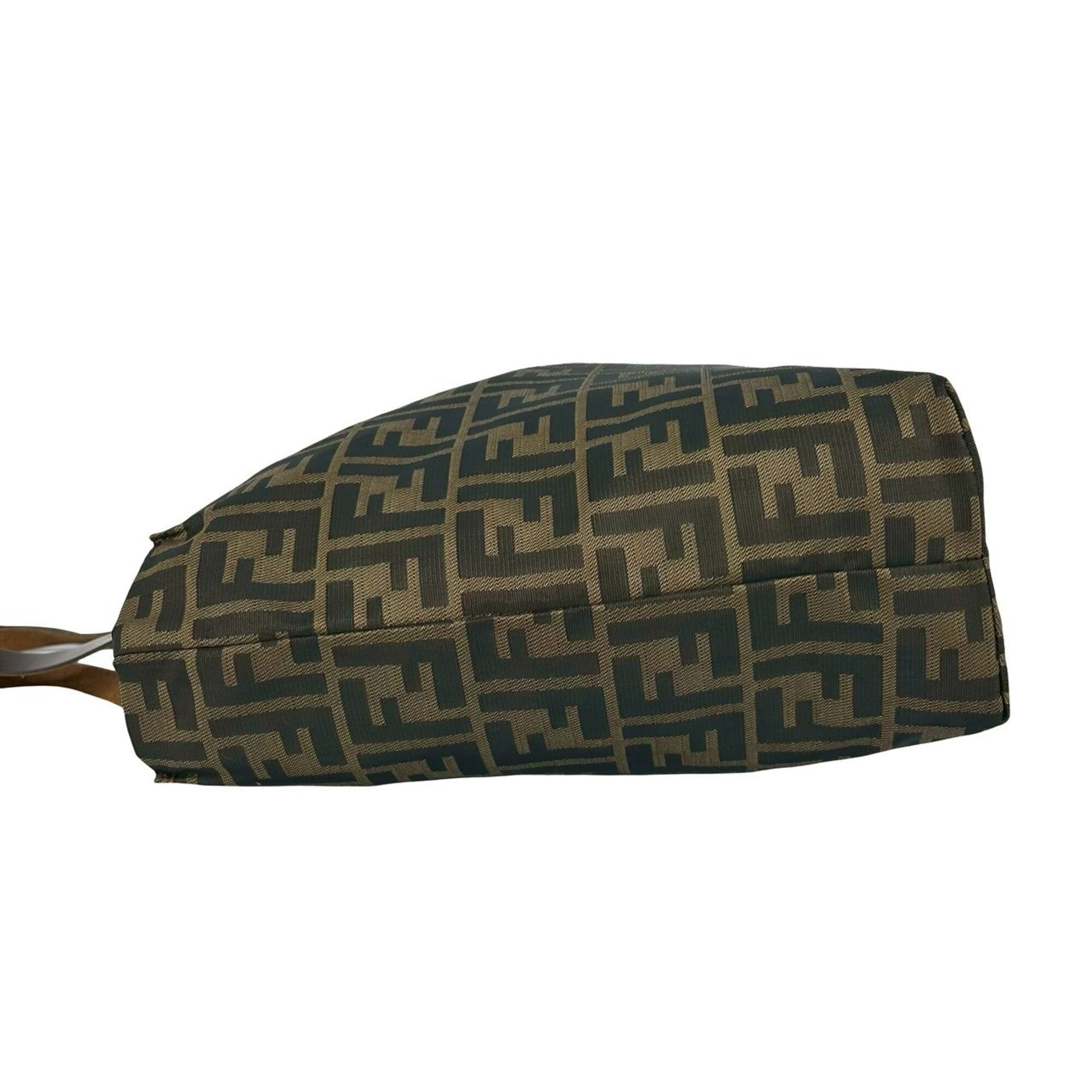 Fendi Brown Canvas Leather Handbag Shoulder Bag Tote Bag (Pre-Owned)