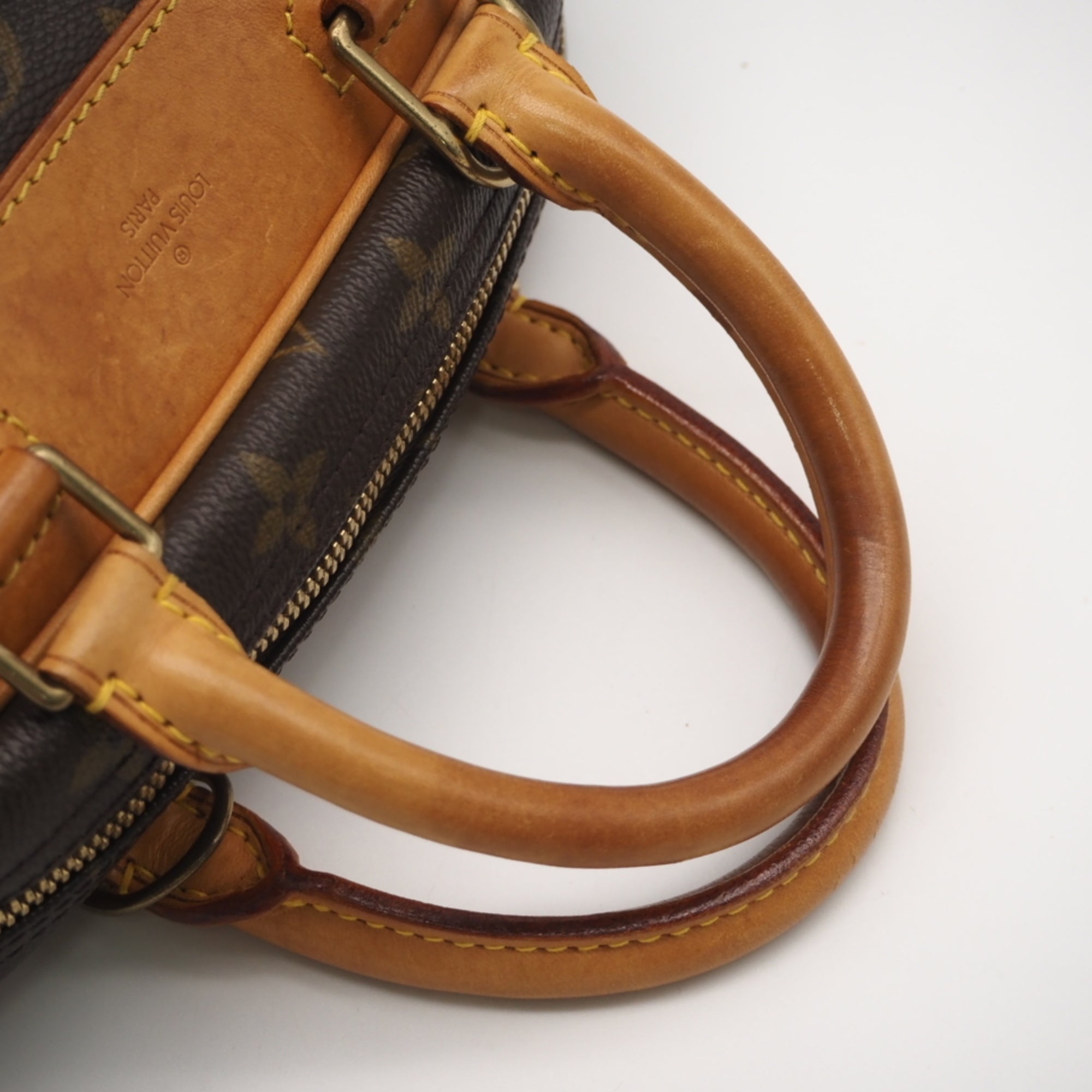 Louis Vuitton Monogram Beige Brown Coated Canvas Leather Handbag (Pre-Owned)