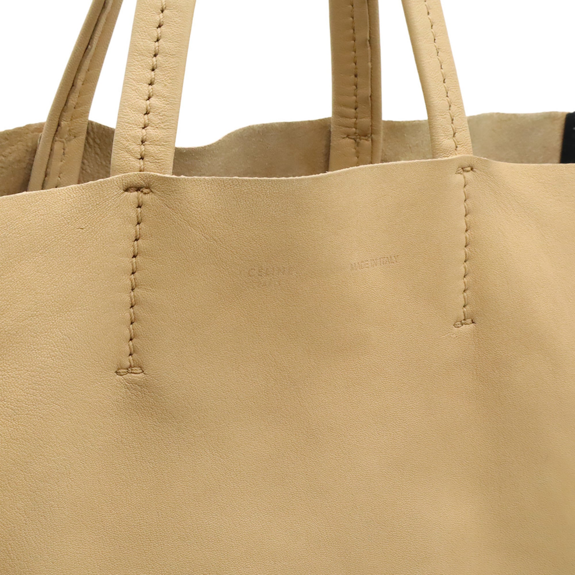 Celine Beige Black Leather Shoulder Bag Tote Bag (Pre-Owned)