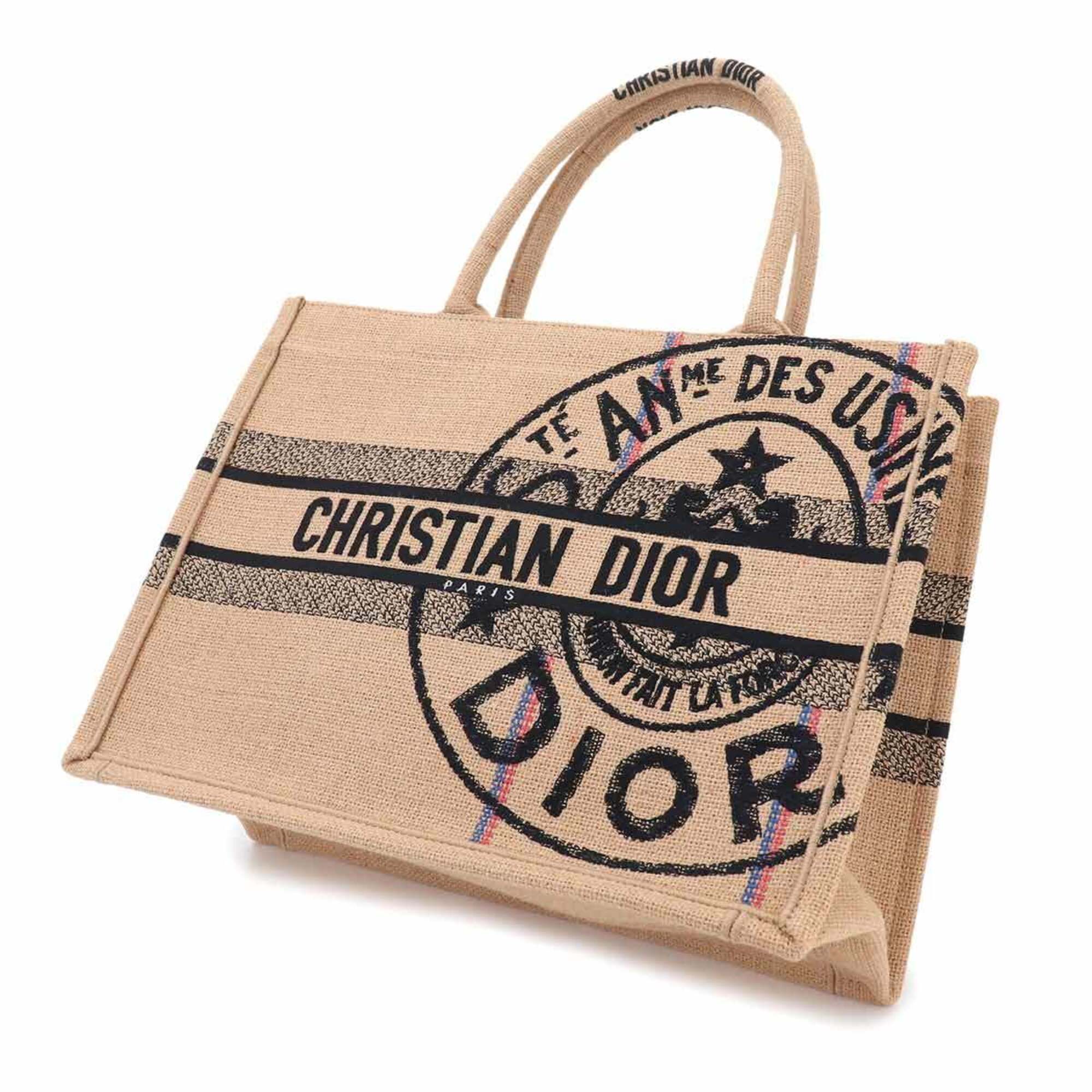 Christian Dior Beige Canvas Hemp Handbag Tote Bag (Pre-Owned)