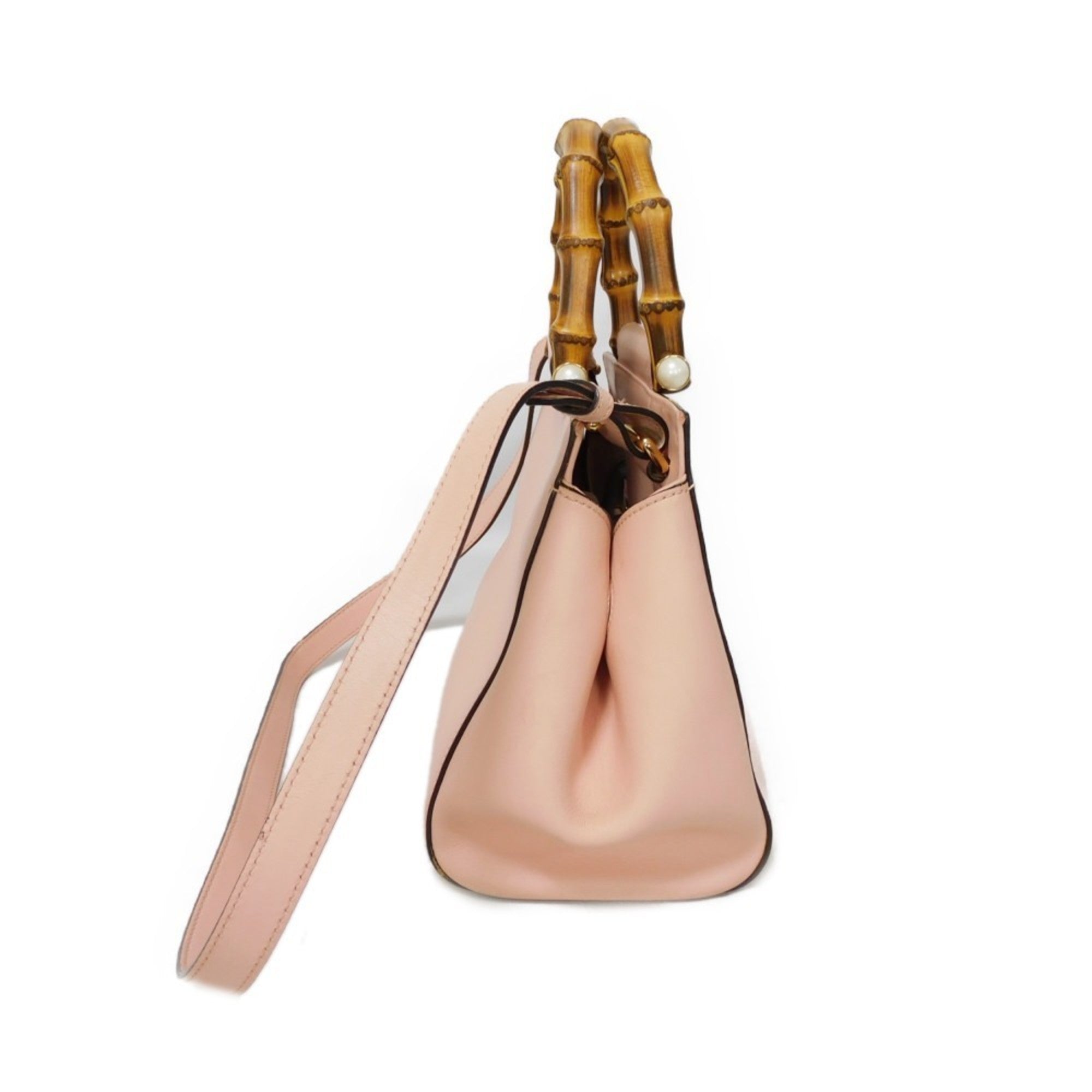Gucci Light Pink Bamboo Leather Handbag (Pre-Owned)